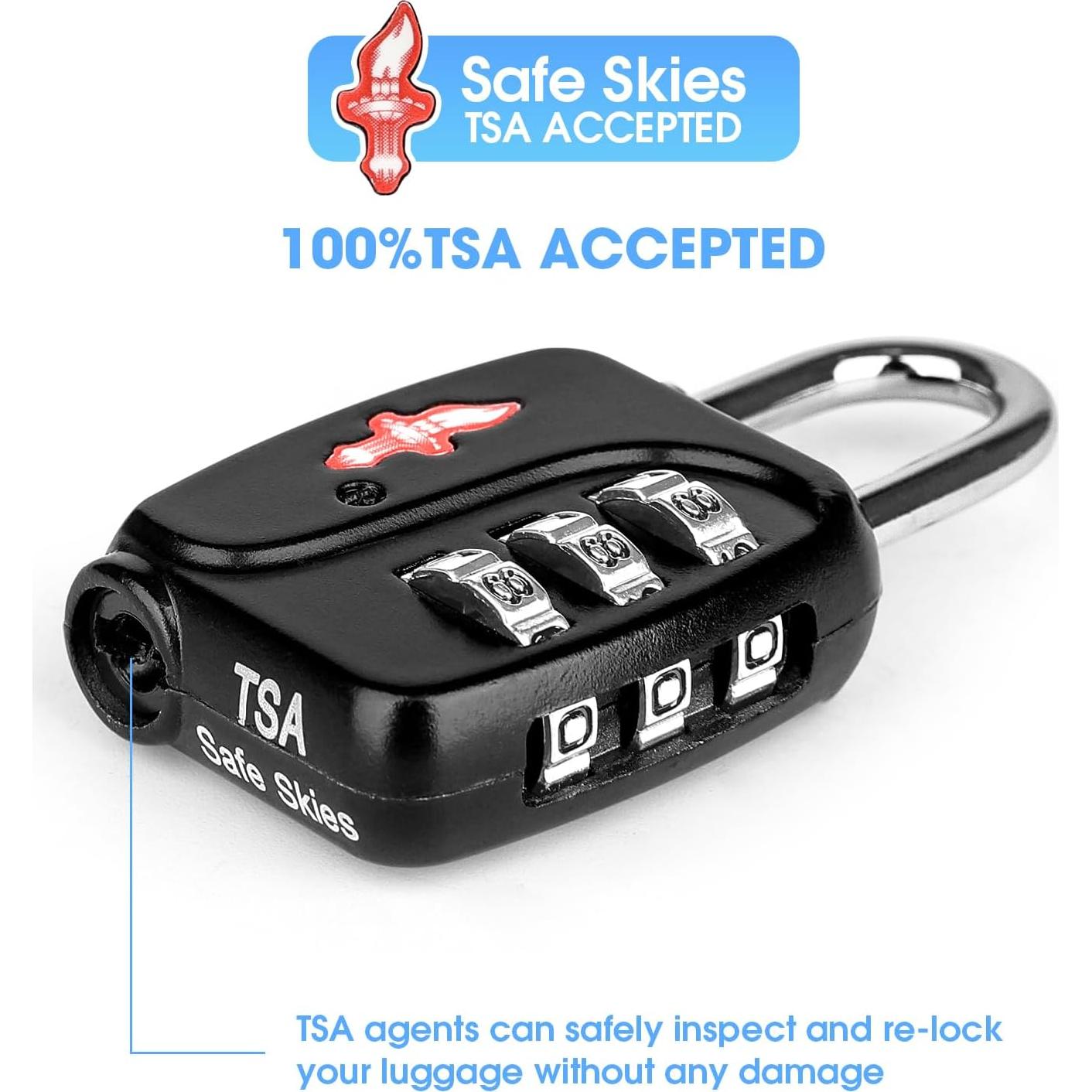 Candados de Combinación TSA iGuruTr 2-Pack Negro 142g