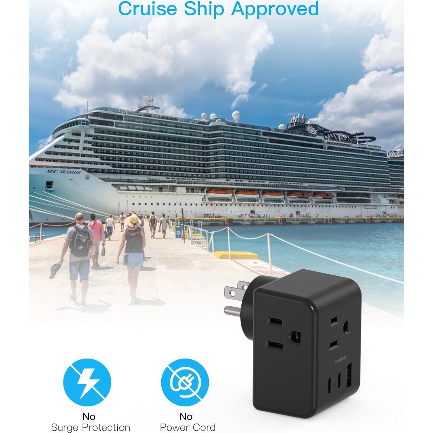 Extensor de Enchufe Múltiple One Beat 3 Salidas + 2 USB C Negro