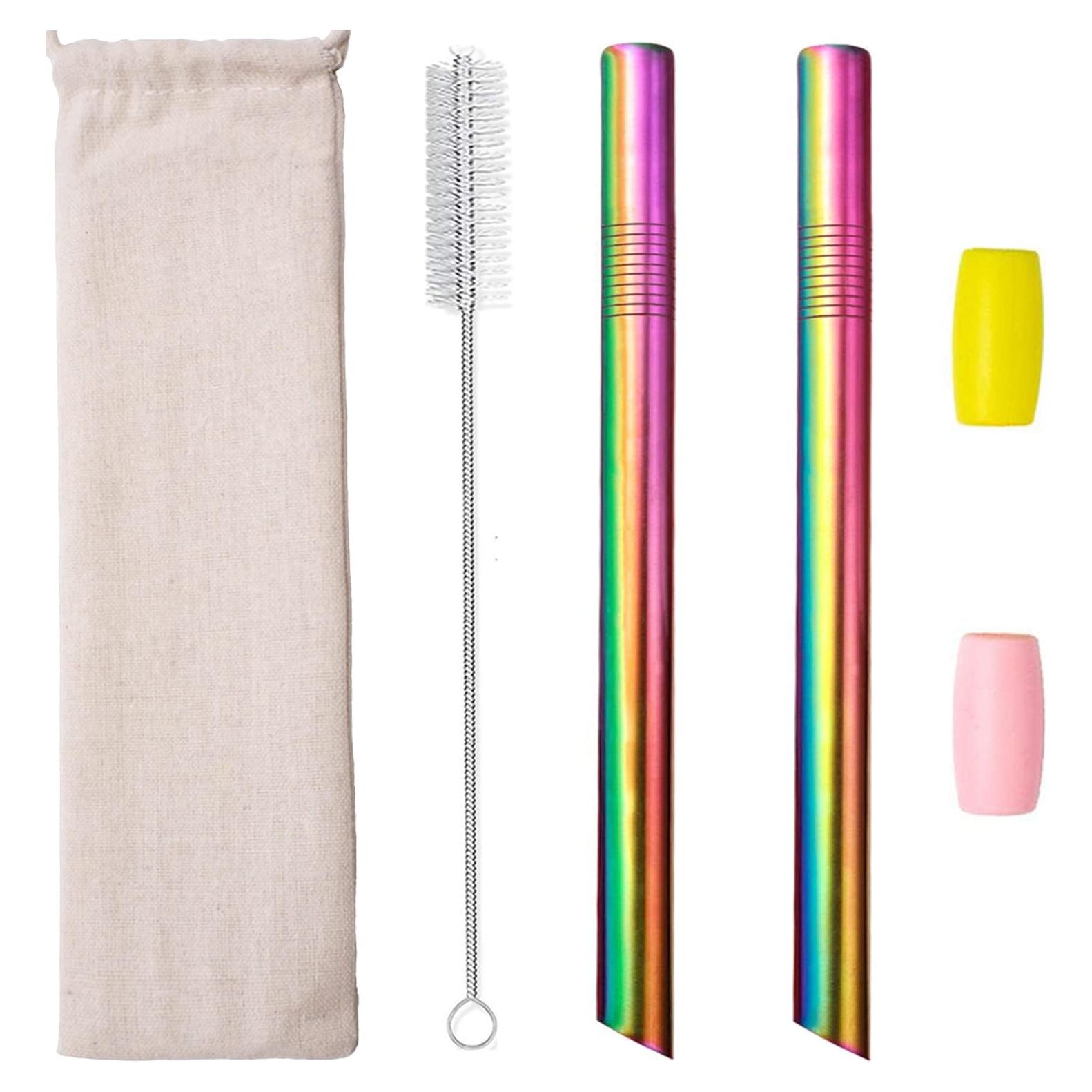 Popotes Reutilizables Morneve de Acero Inoxidable 10" para Boba