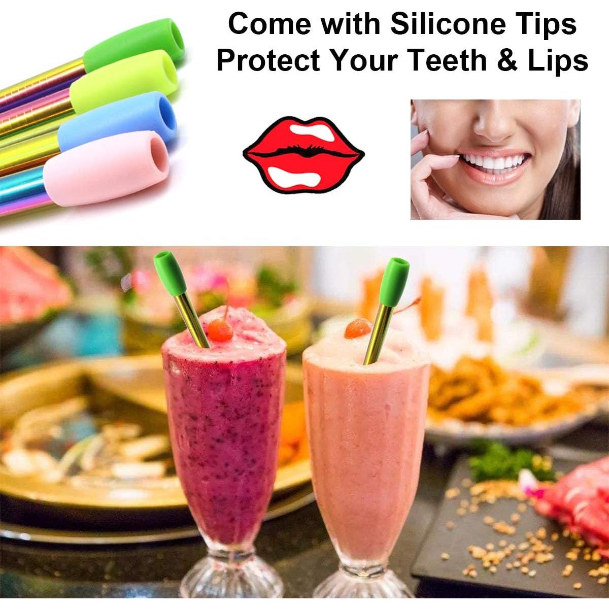 Popotes Reutilizables Morneve de Acero Inoxidable 10" para Boba