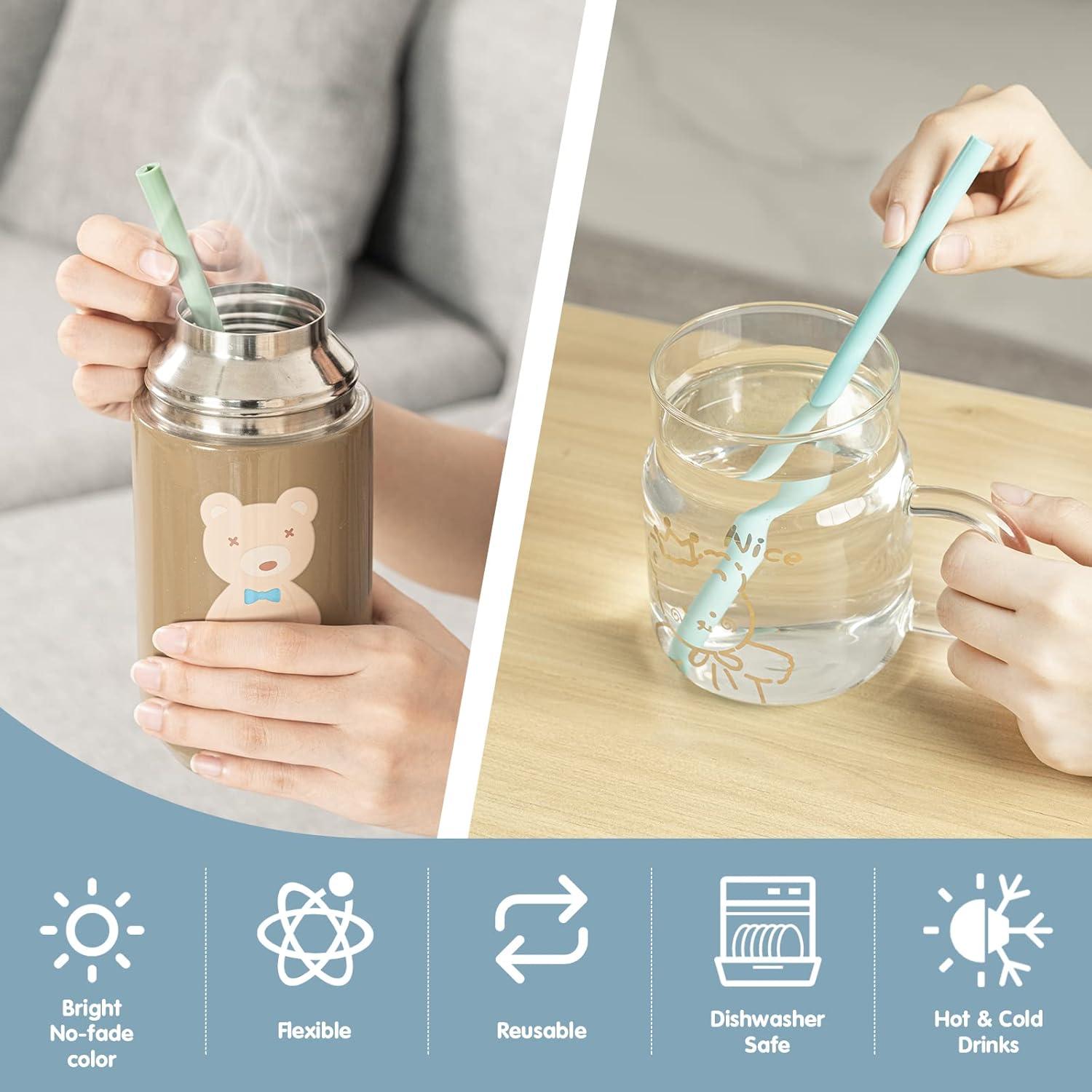 Popotes Reutilizables de Silicona Happy Create 20 cm 8 mm 8 Unidades