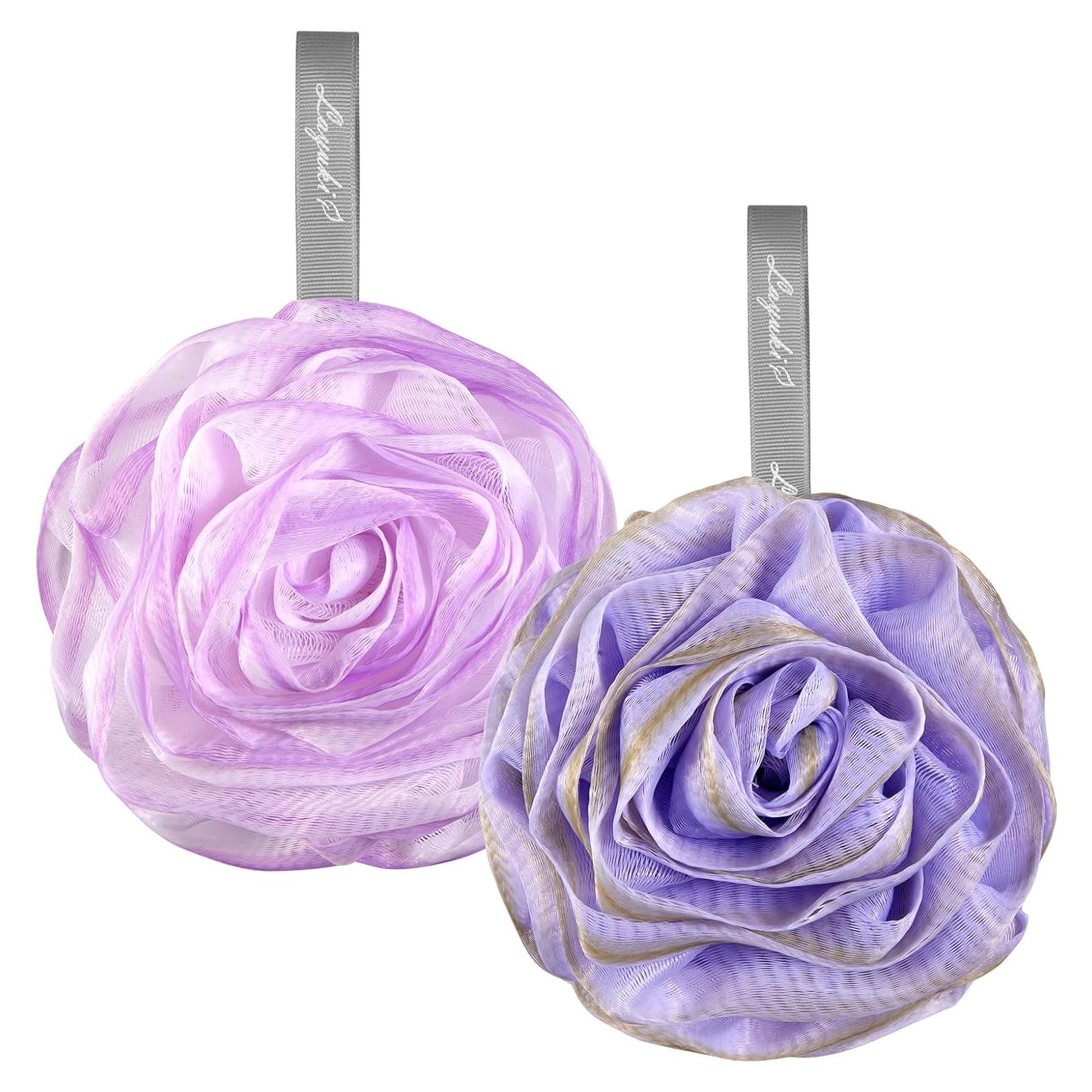 Esponja de Baño LAYUKI Juego de 2 Piezas Rosa Púrpura y Gris