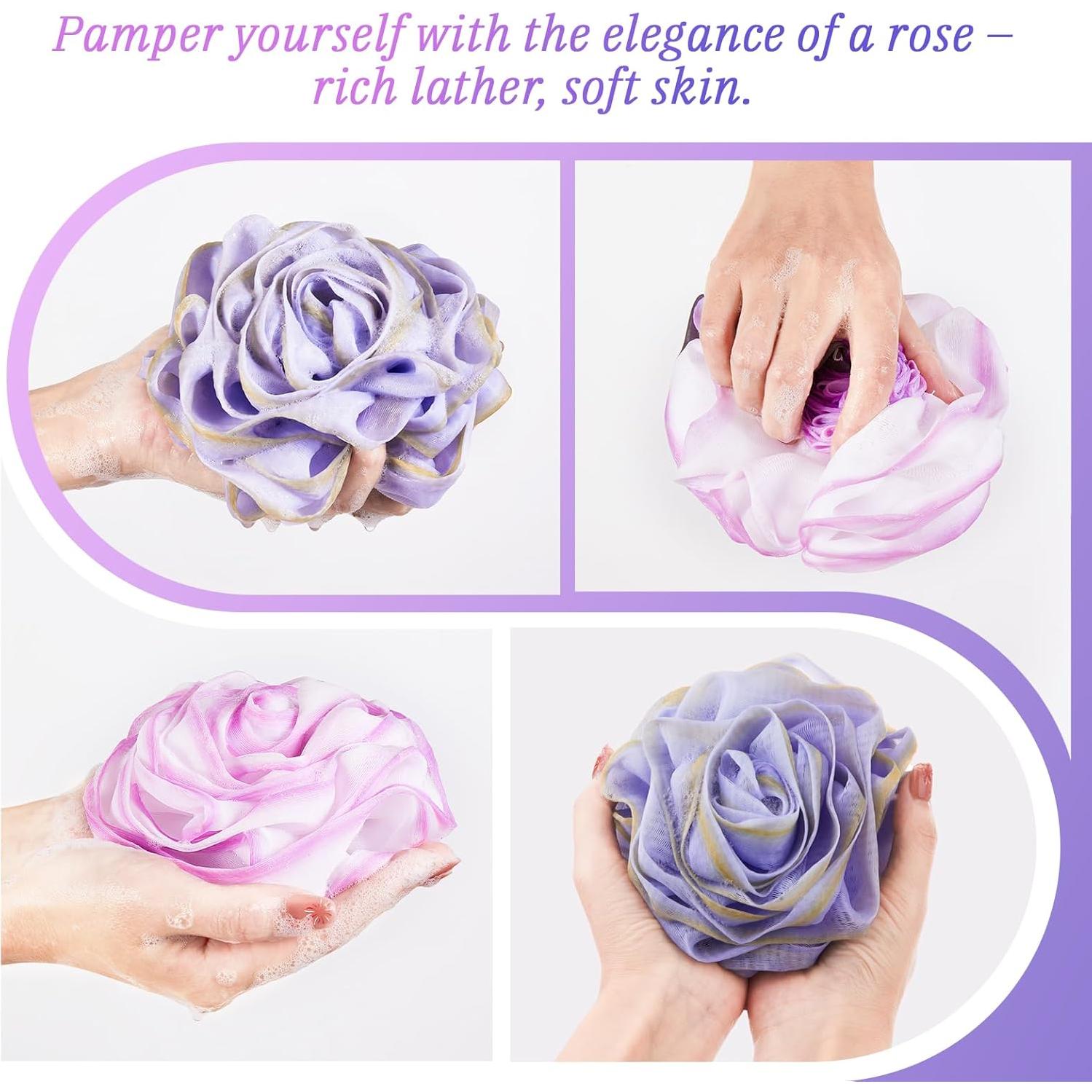 Esponja de Baño LAYUKI Juego de 2 Piezas Rosa Púrpura y Gris