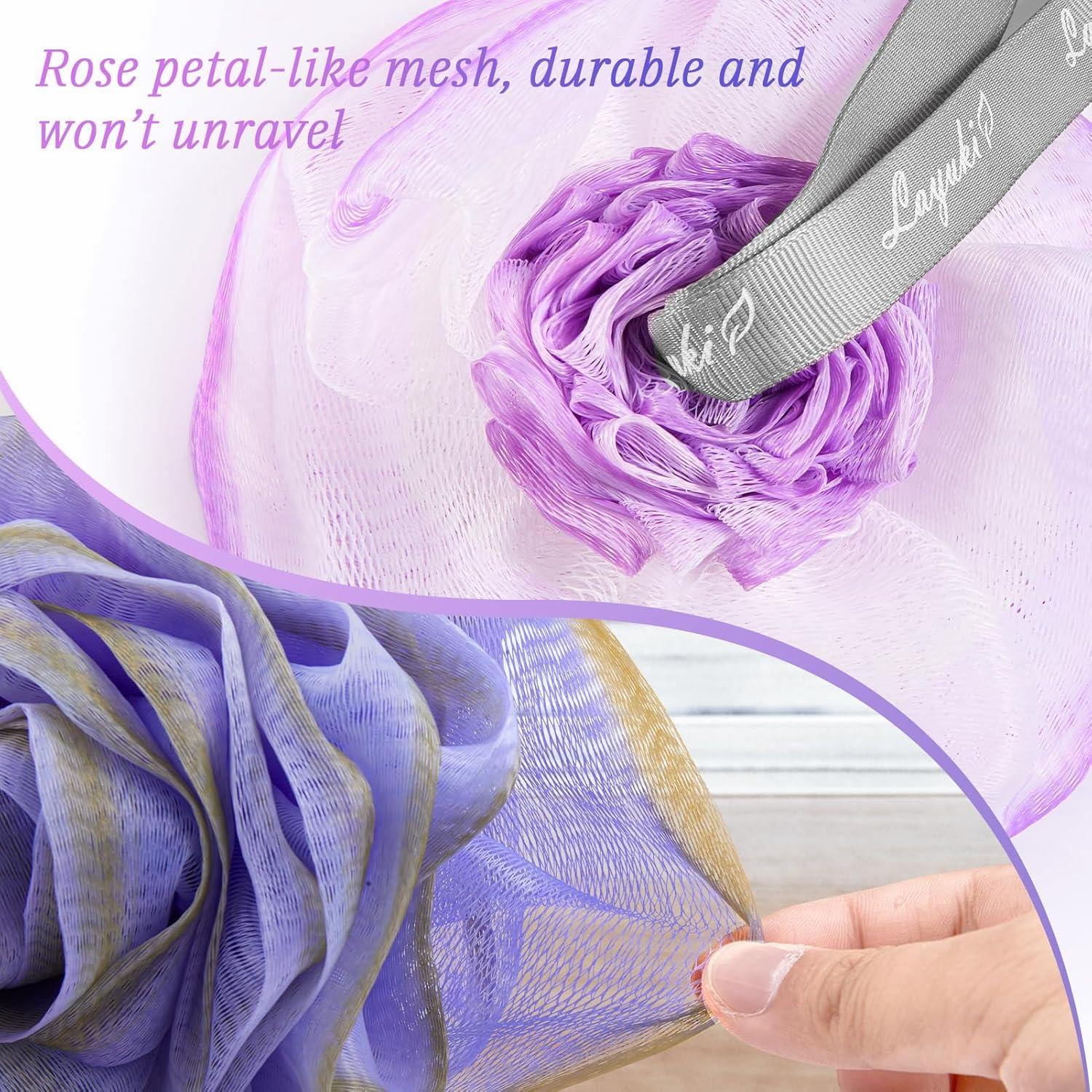 Esponja de Baño LAYUKI Juego de 2 Piezas Rosa Púrpura y Gris