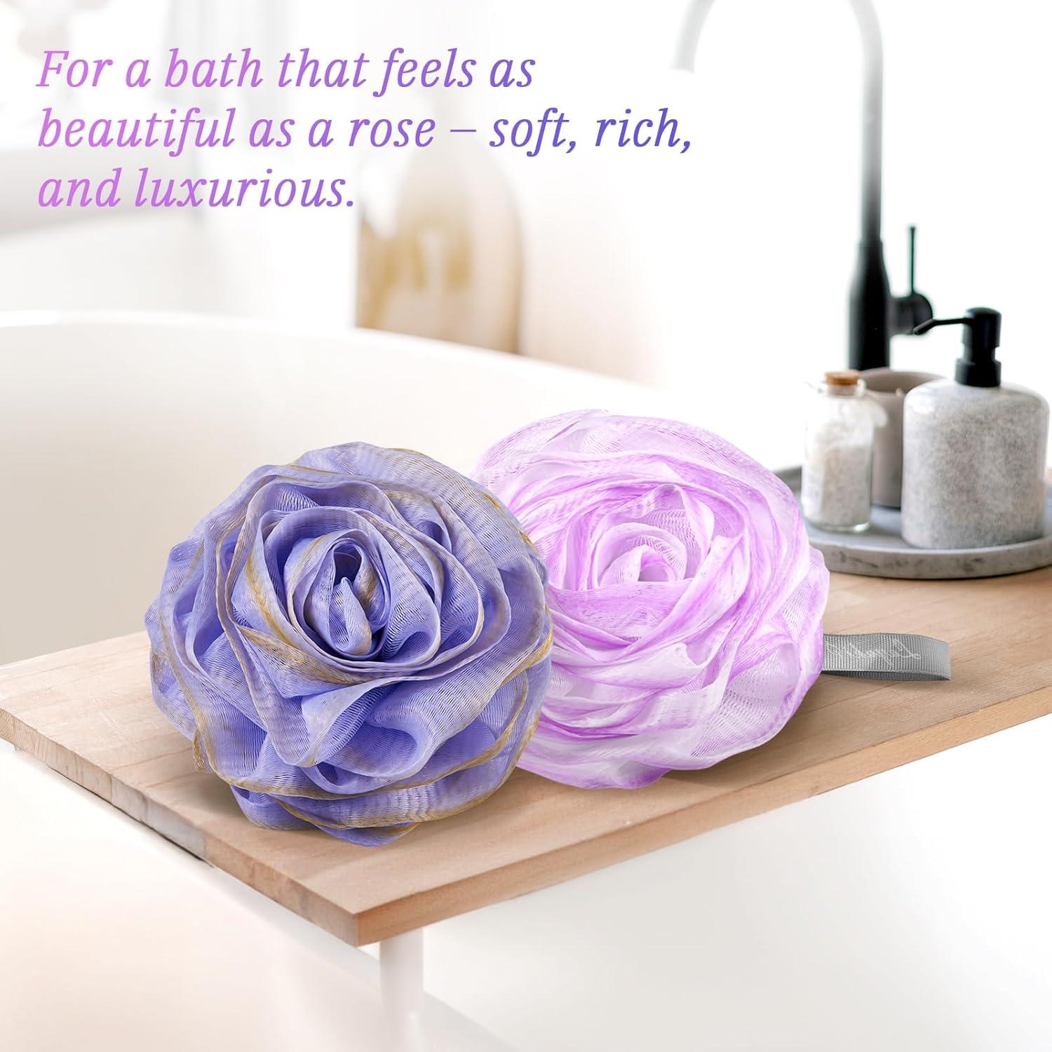 Esponja de Baño LAYUKI Juego de 2 Piezas Rosa Púrpura y Gris