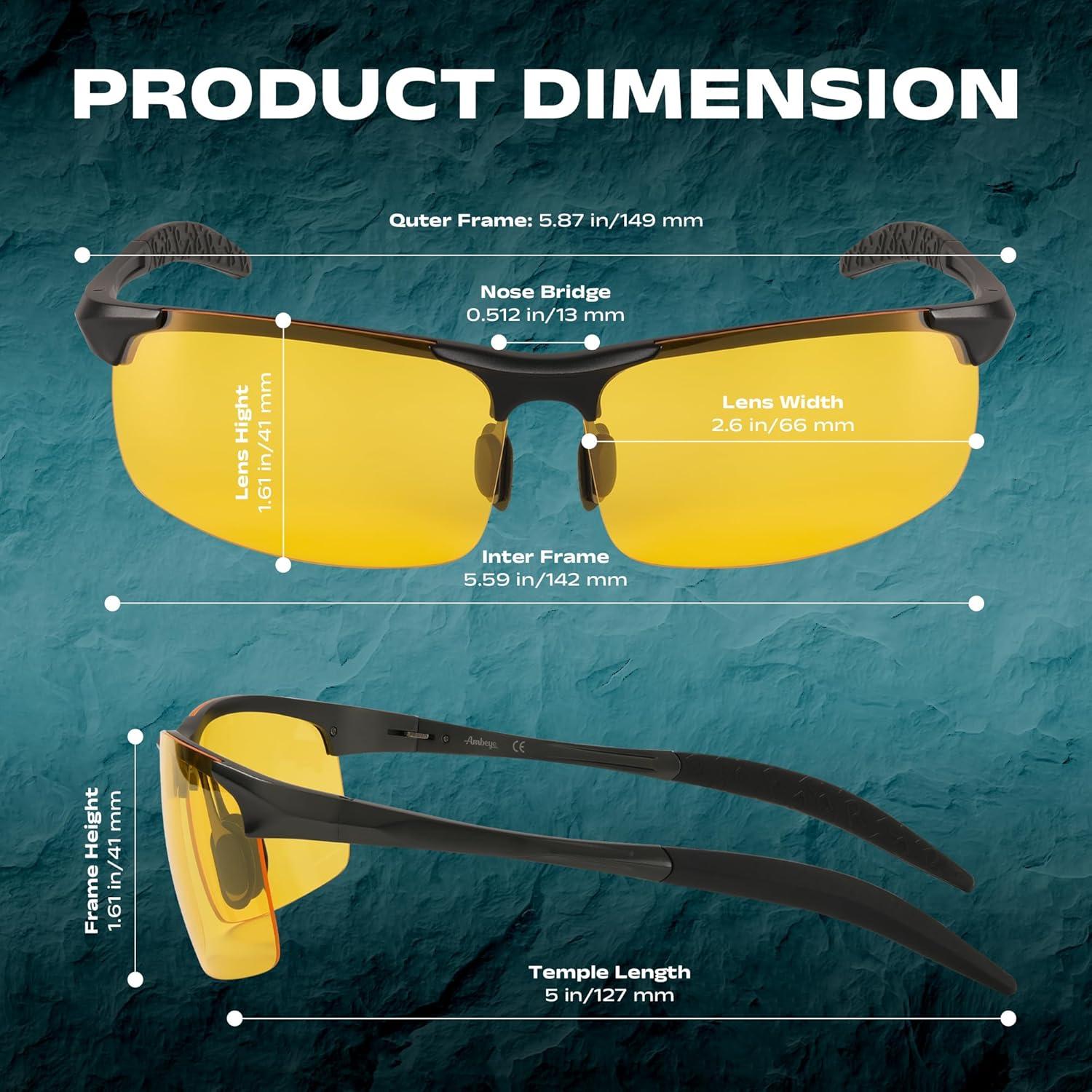Gafas de Visión Nocturna Ambeye UV400 Antirreflejo Lente Amarillo