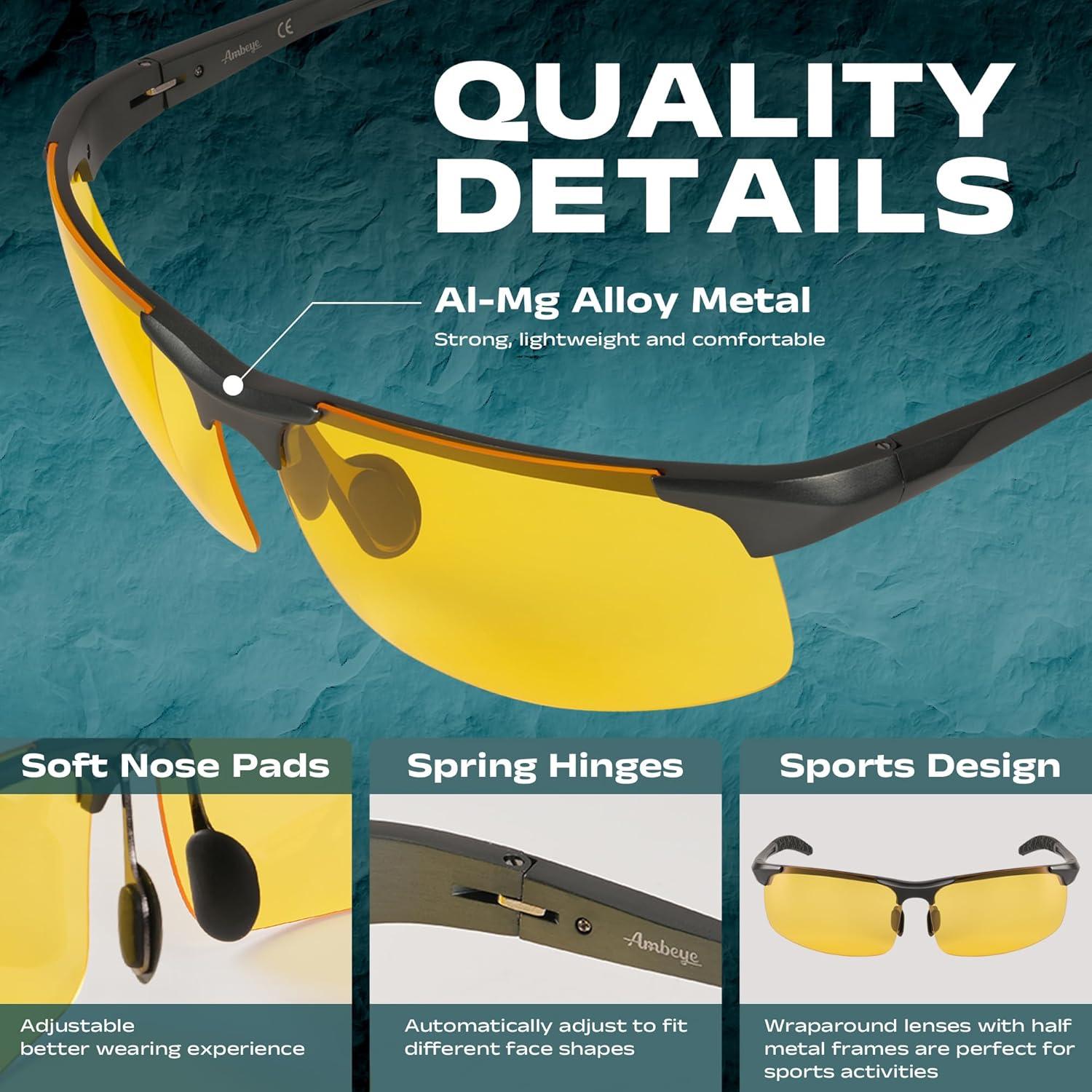 Gafas de Visión Nocturna Ambeye UV400 Antirreflejo Lente Amarillo