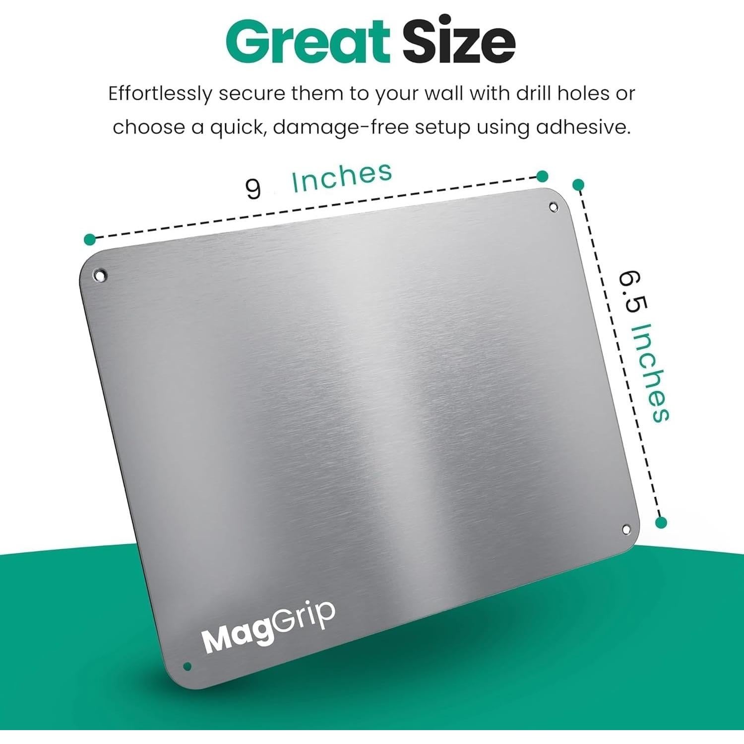 Placa Magnética Acero Inoxidable MagGrip 22.86x16.51cm Adhesiva