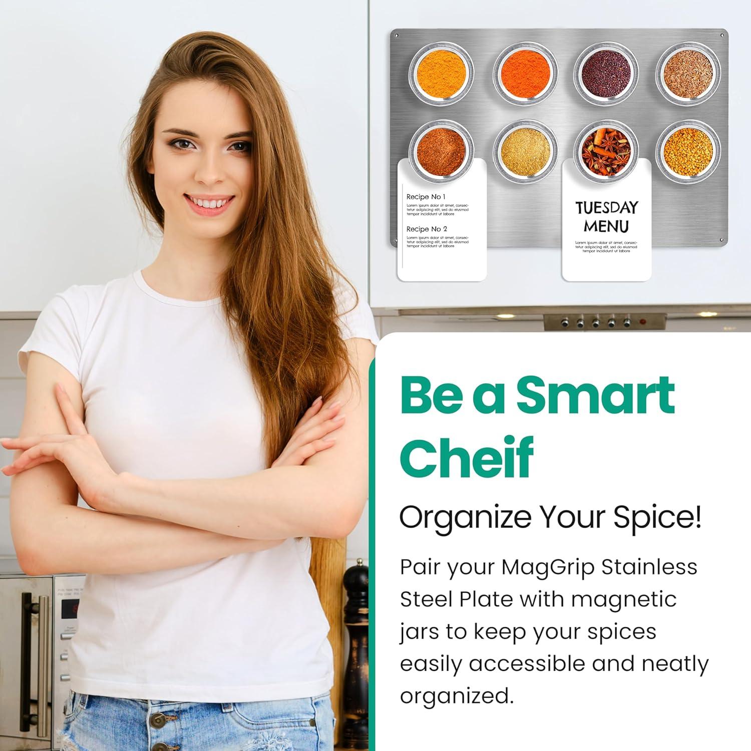 Placa Magnética Acero Inoxidable MagGrip 22.86x16.51cm Adhesiva