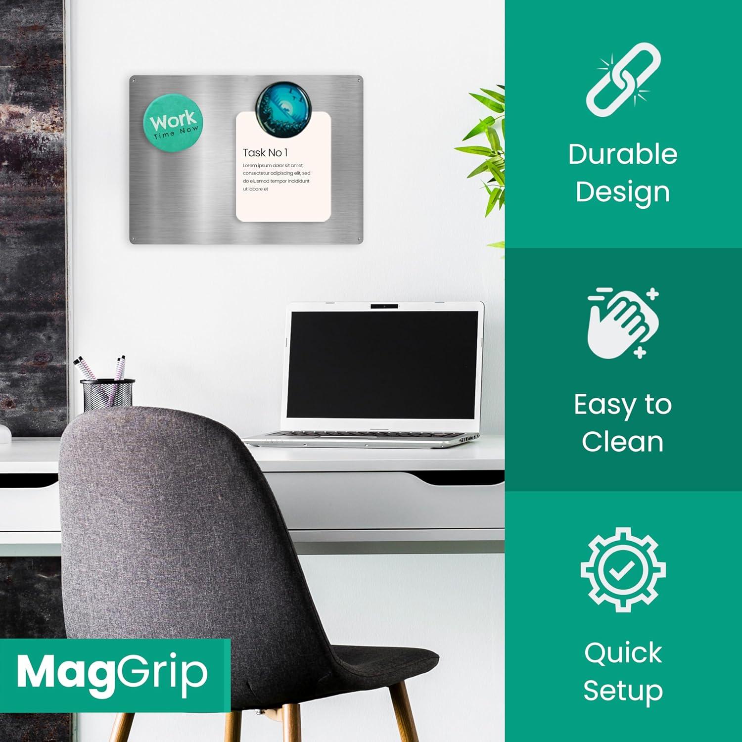 Placa Magnética Acero Inoxidable MagGrip 22.86x16.51cm Adhesiva