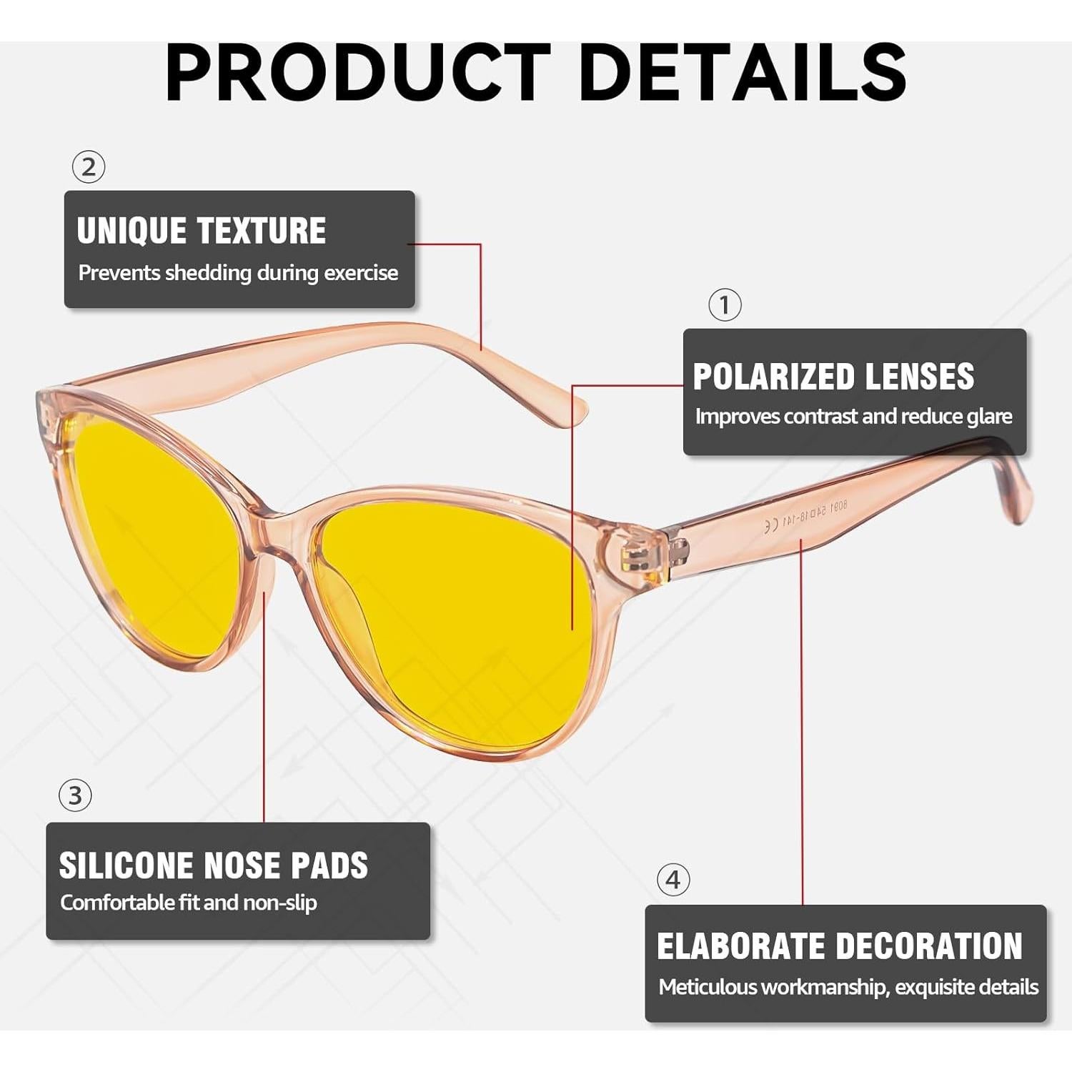 Gafas de Conducción Nocturna SIPHEW Mujeres Lente Amarillo UV400