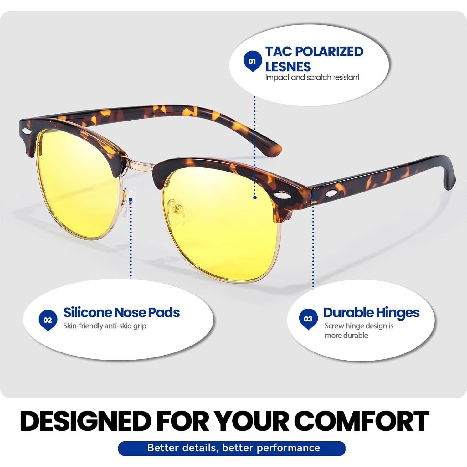 Gafas de Conducir Nocturna Xfeel Antirreflejo Amarillas