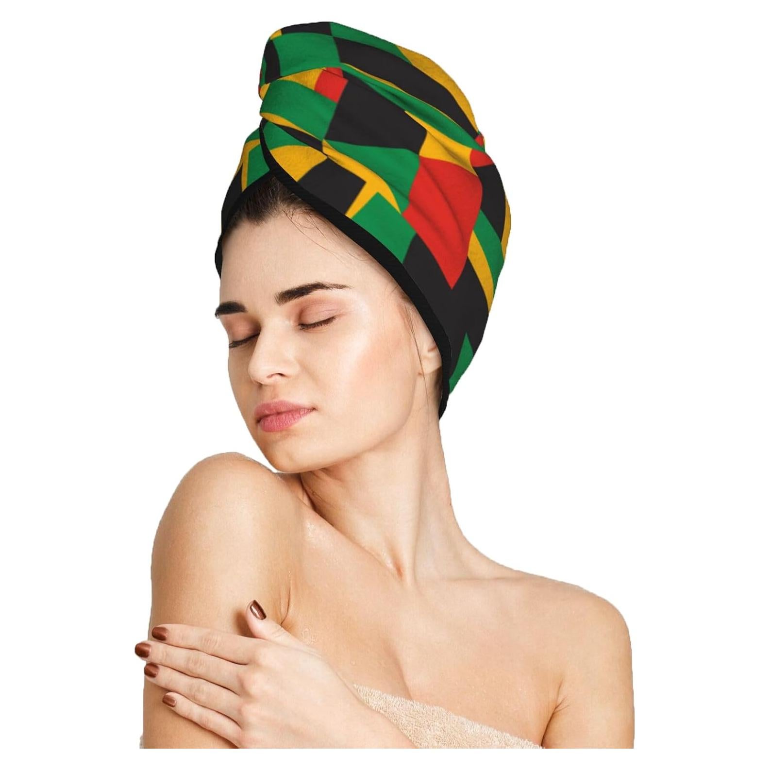 Toalla para el Cabello de Microfibra famliihw Geometría Abstracta 64x26 cm