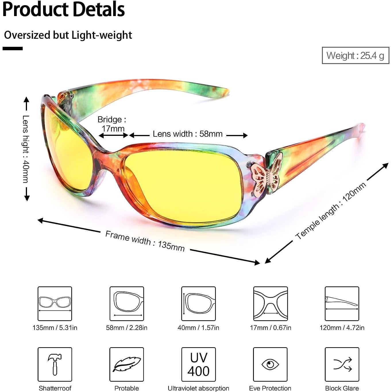 Gafas de Visión Nocturna LVIOE para Mujeres Tinte Amarillo