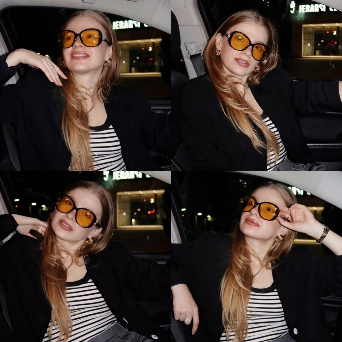 Gafas de Conducción Nocturna LVIOE para Mujeres Amarillas Polarizadas