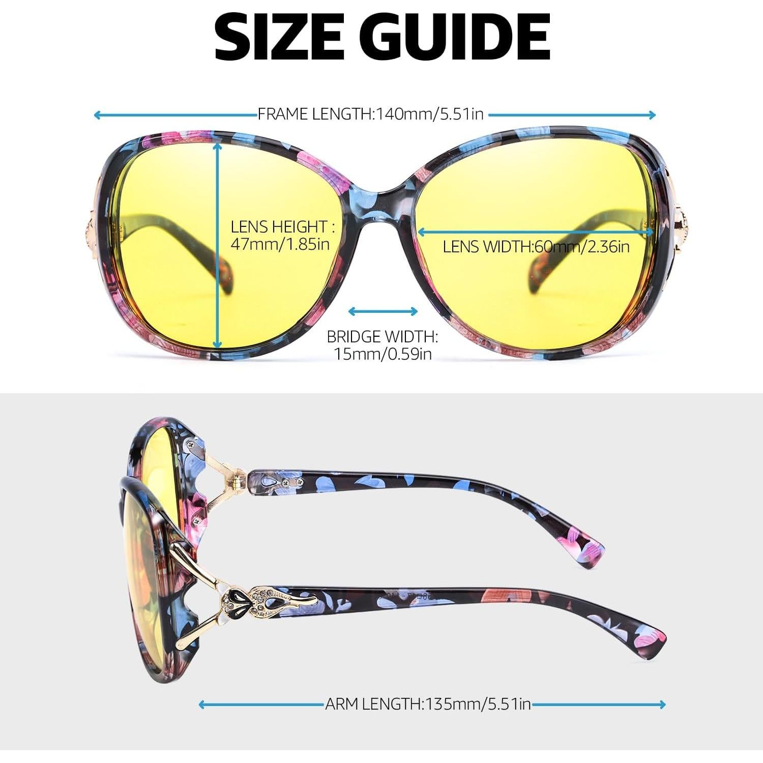 Gafas de Conducción Nocturna LVIOE para Mujeres Amarillas Polarizadas