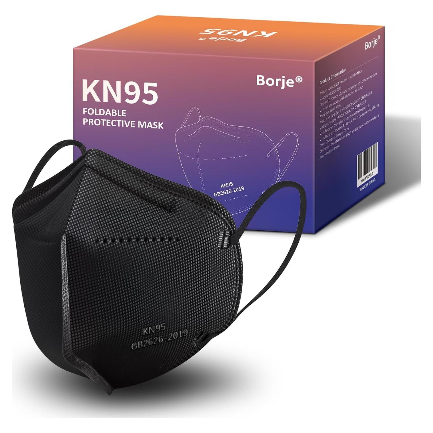 Mascarillas KN95 Borje 50 Pcs Negra 5 Capas Desechables