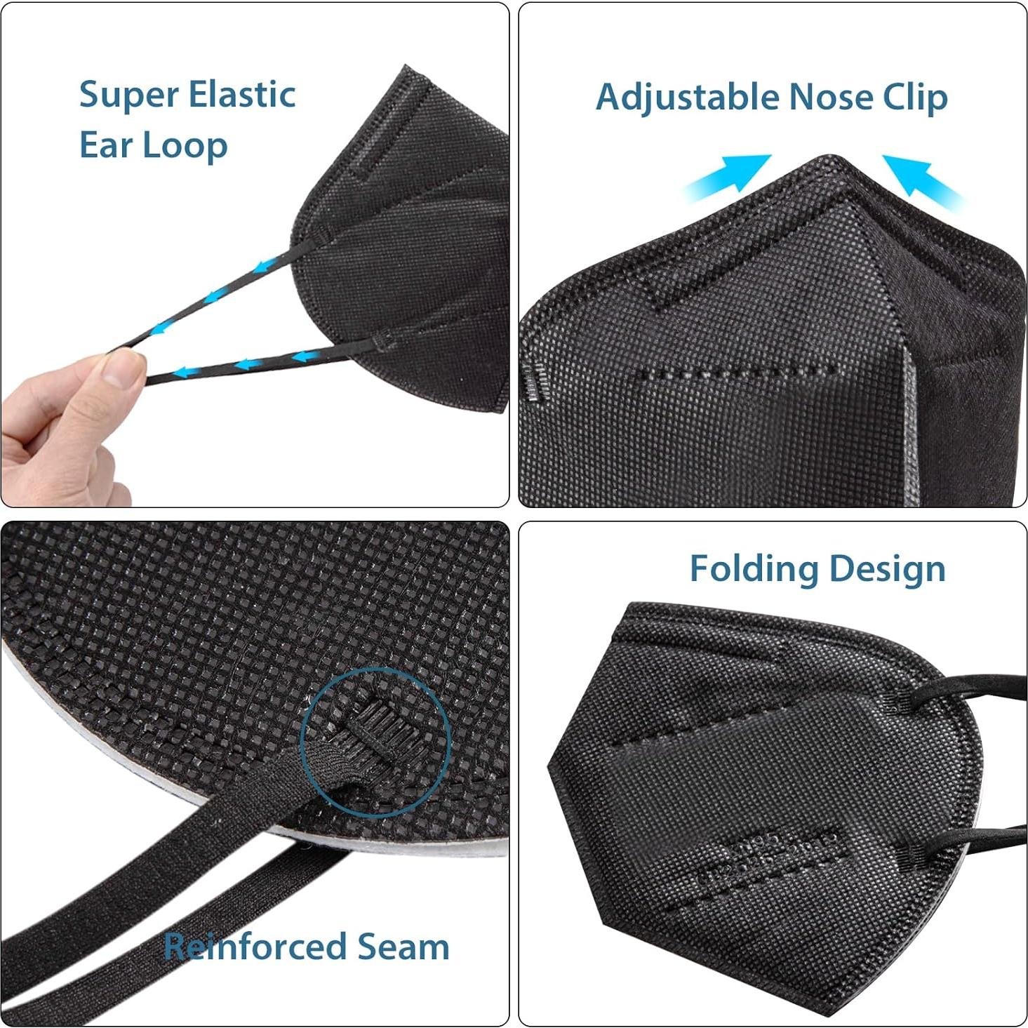 Mascarillas KN95 Borje 50 Pcs Negra 5 Capas Desechables