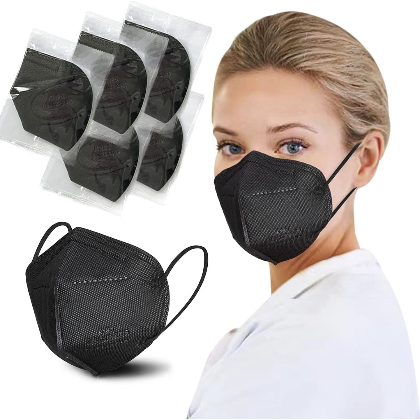 Mascarillas KN95 Borje 50 Pcs Negra 5 Capas Desechables