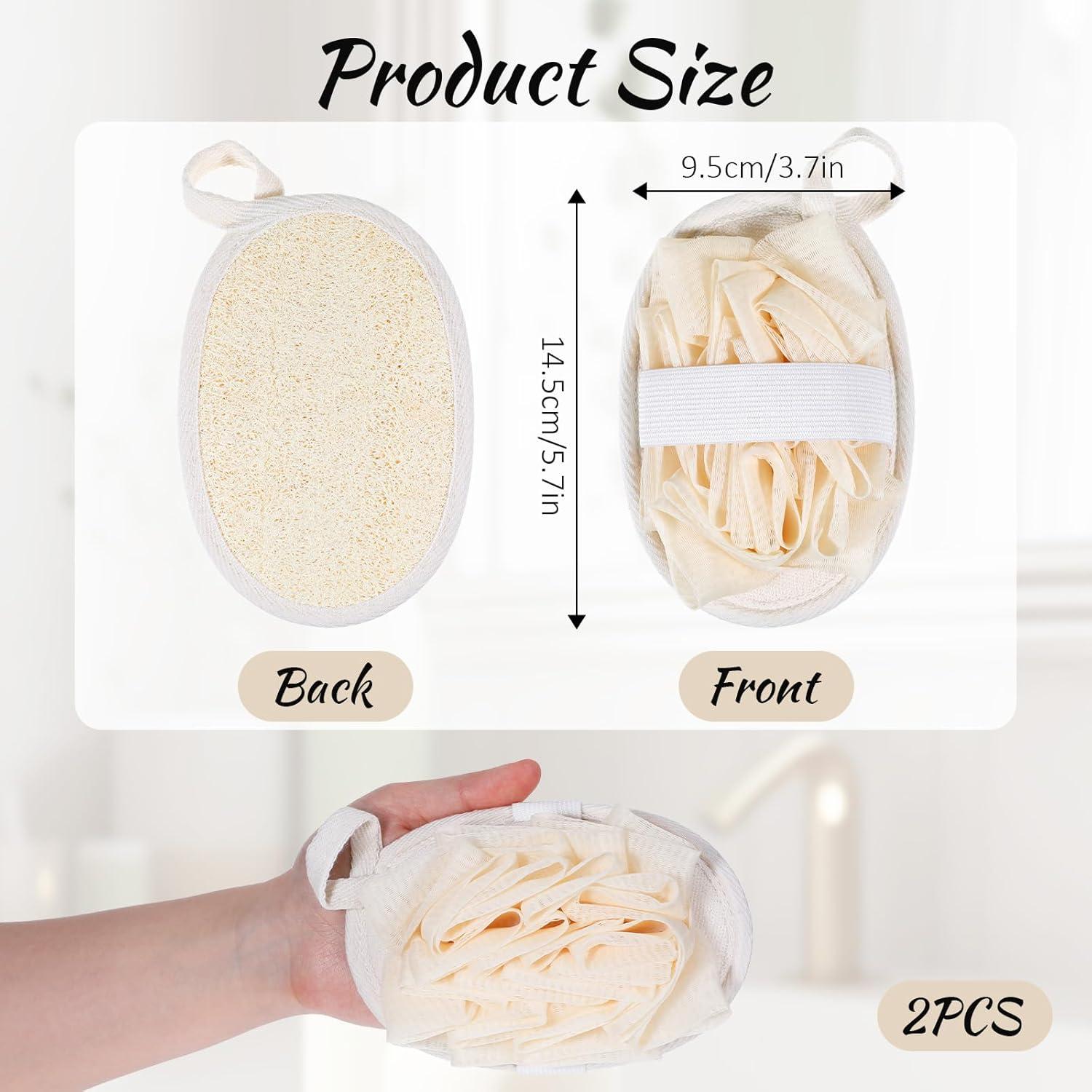 Esponja de Lufa Natural Jeffdad 2 Pcs Exfoliante Corporal Beige