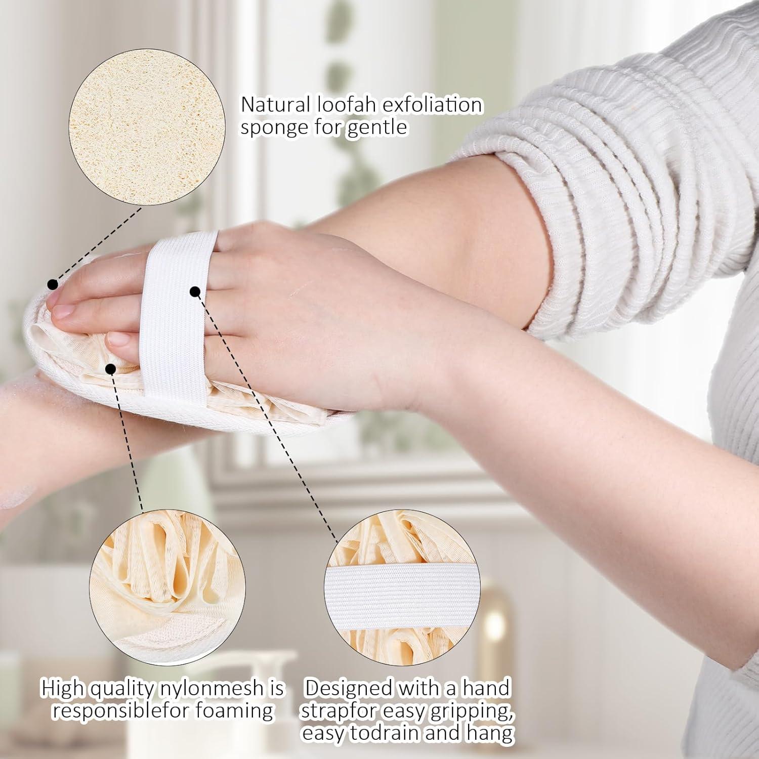 Esponja de Lufa Natural Jeffdad 2 Pcs Exfoliante Corporal Beige