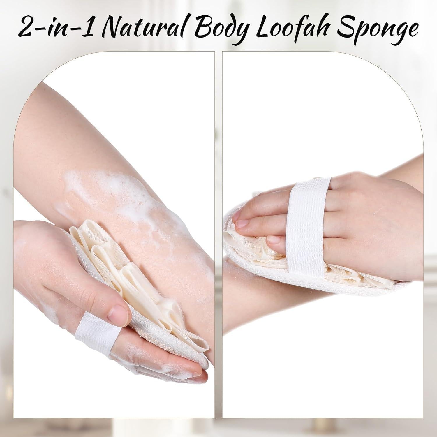 Esponja de Lufa Natural Jeffdad 2 Pcs Exfoliante Corporal Beige