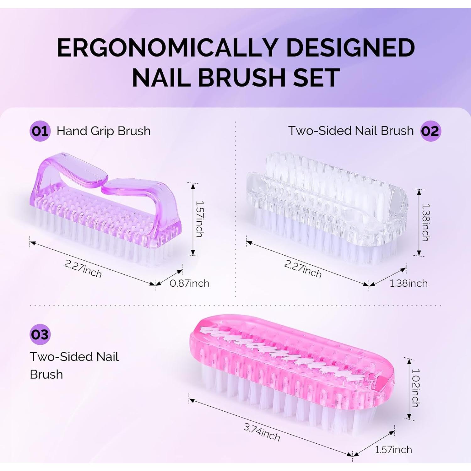 Juego de Brochas para Uñas MelodySusie 3 Piezas - Limpieza Efectiva