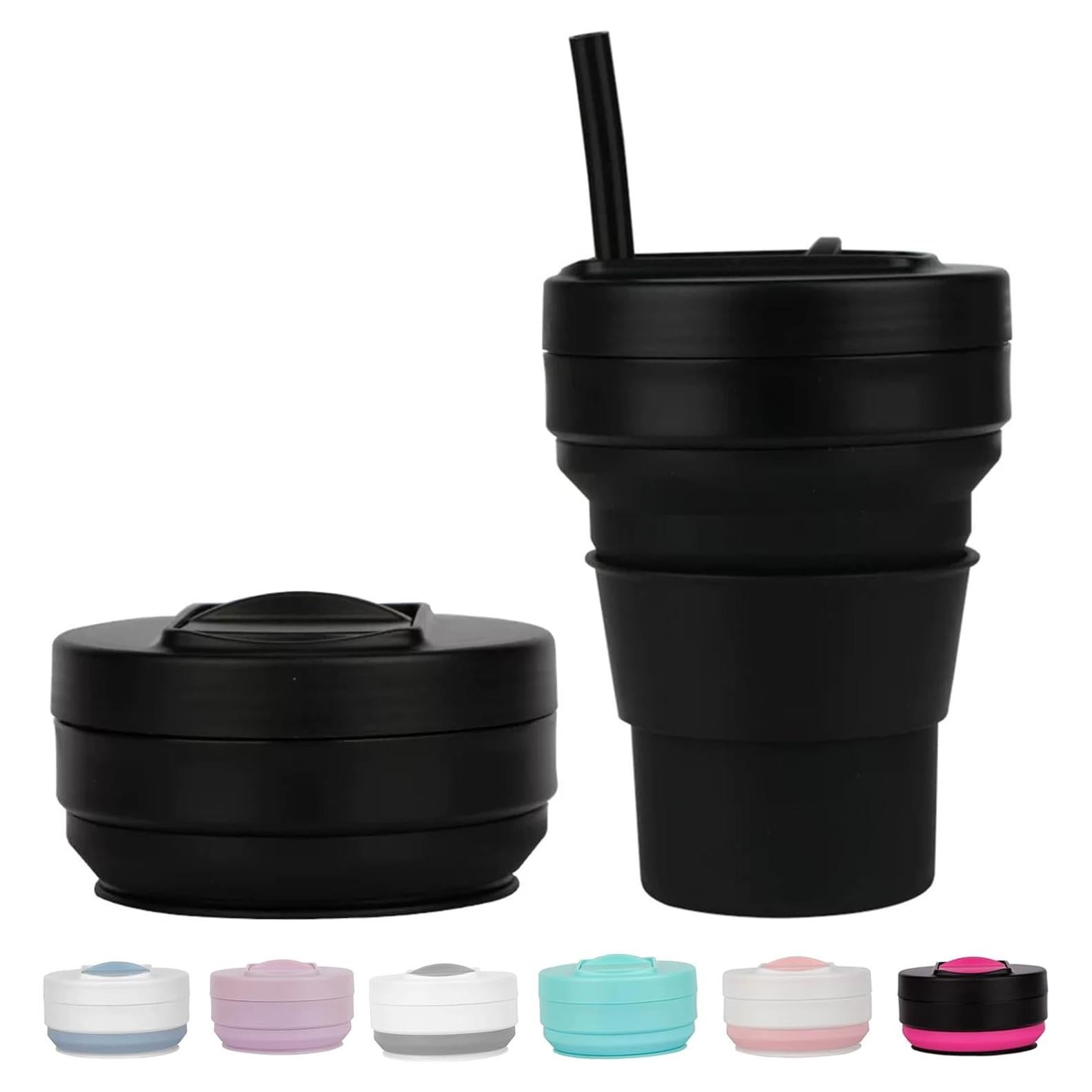 Taza de viaje colapsable Venwalk 350ml silicona negra
