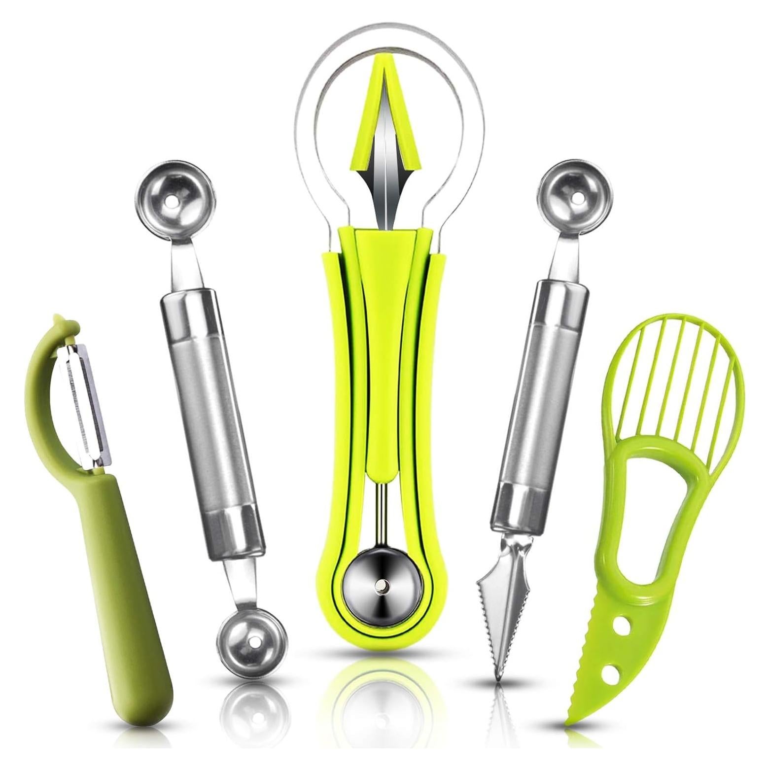 Juego de 5 cucharas para melón Daoeny 4 en 1 acero inoxidable