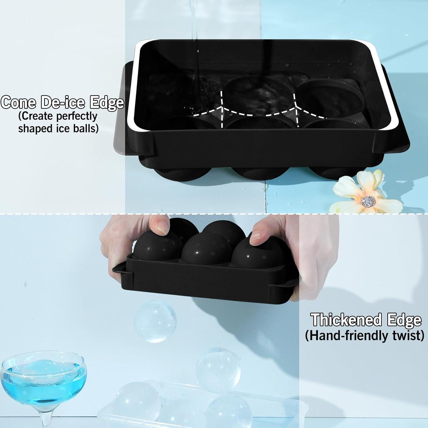 Moldes de Hielo Grandes WIBIMEN - 6 Bolas Redondas 4.8cm