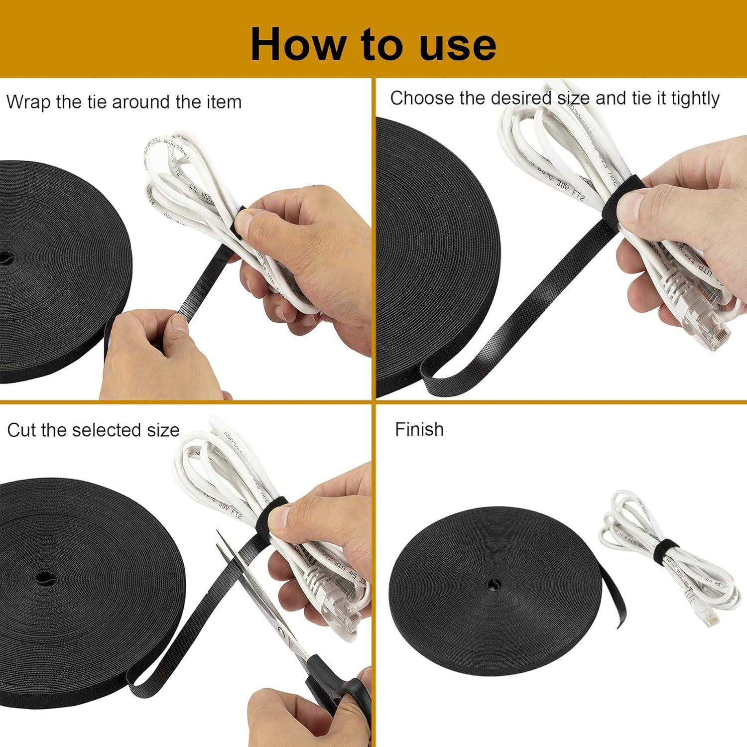 Cinta de sujeción reutilizable XINYIBO 1/2" (22.86m) negra