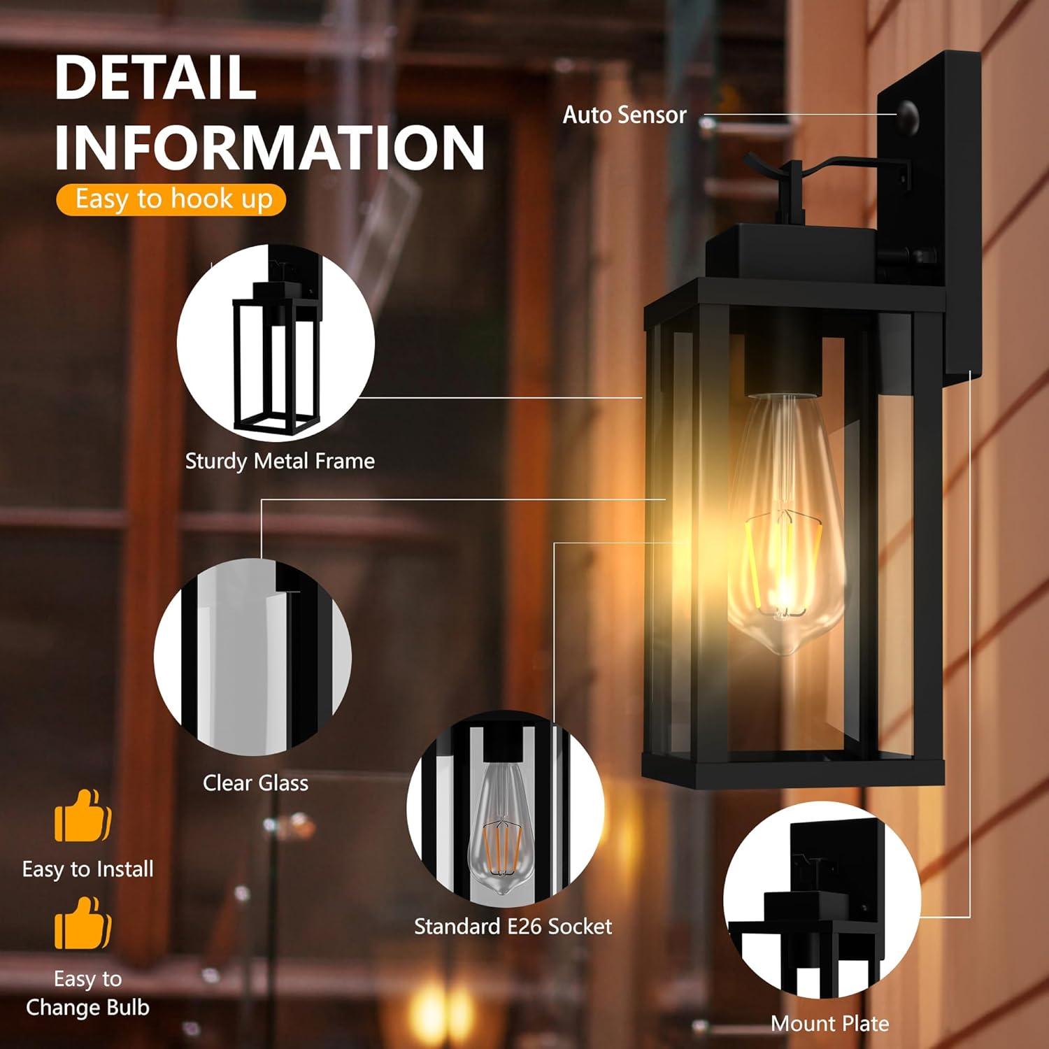 Lámpara de Pared Exterior Kainozoic con Sensor de Movimiento 37cm