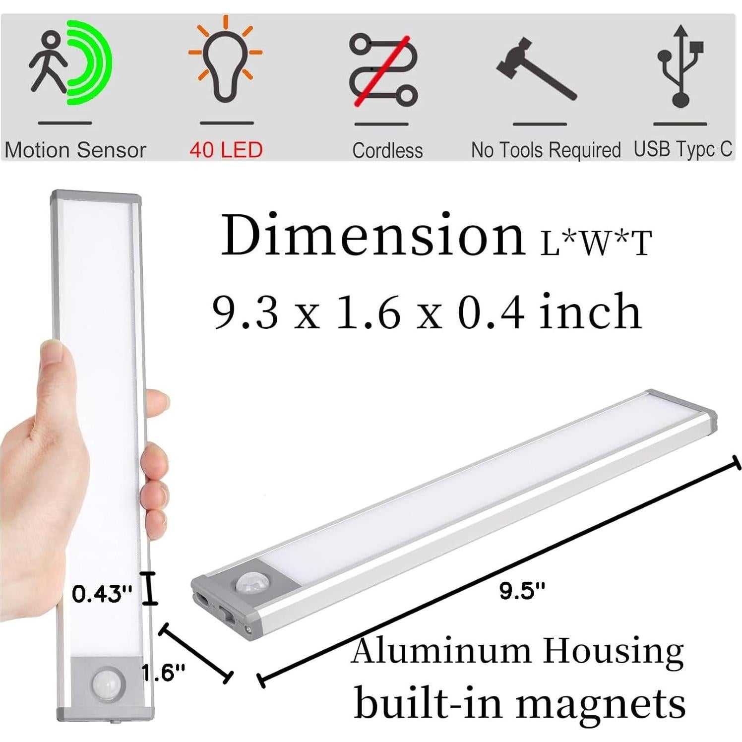 Luz Nocturna LED Recargable con Sensor de Movimiento LD40