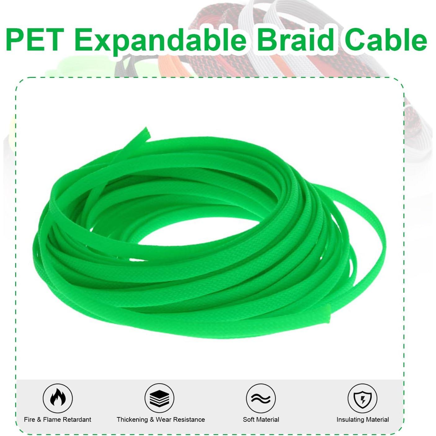 Manga de Cable Trenzada Heyiarbeit 10m Verde Fluorescente 6mm