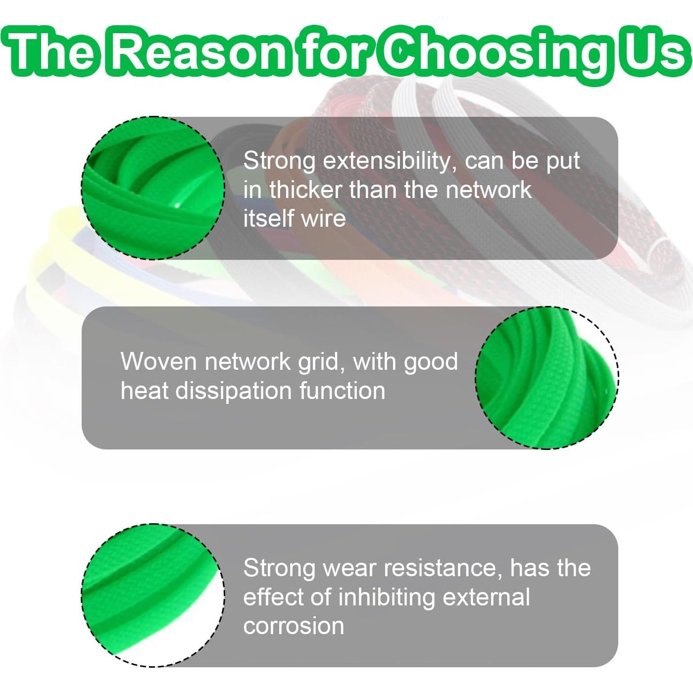 Manga de Cable Trenzada Heyiarbeit 10m Verde Fluorescente 6mm