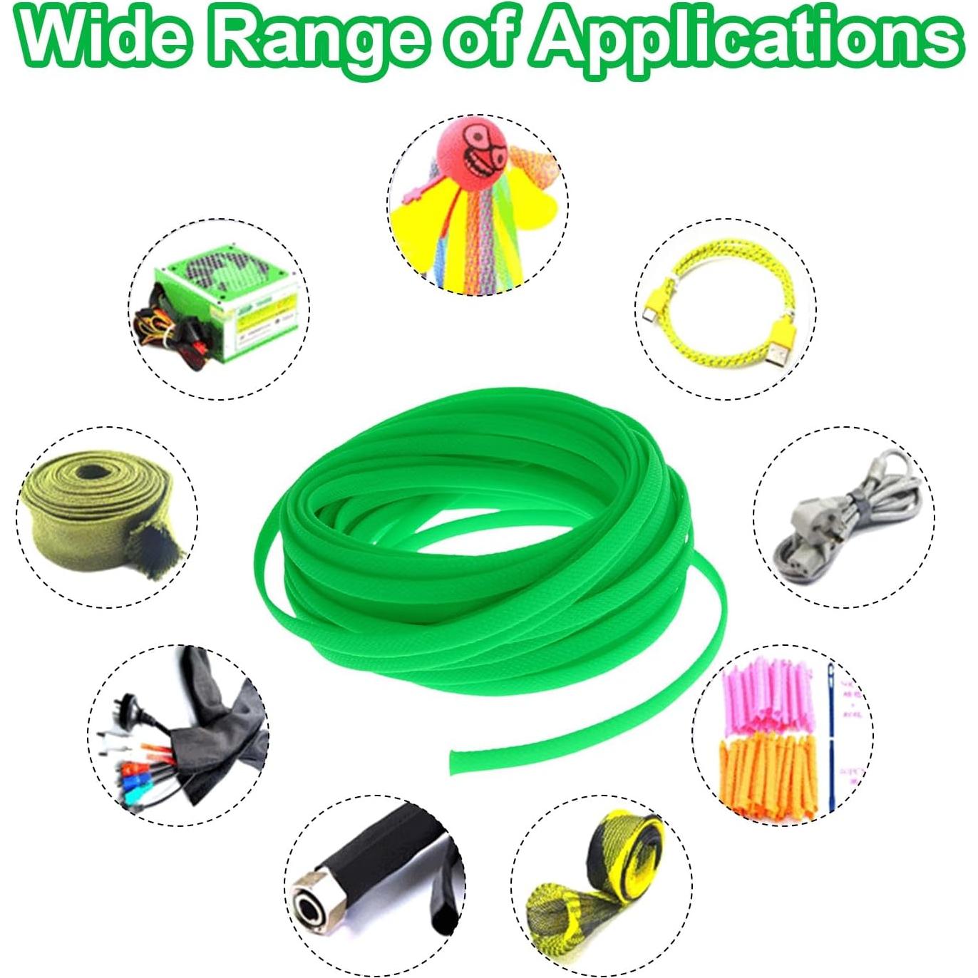 Manga de Cable Trenzada Heyiarbeit 10m Verde Fluorescente 6mm