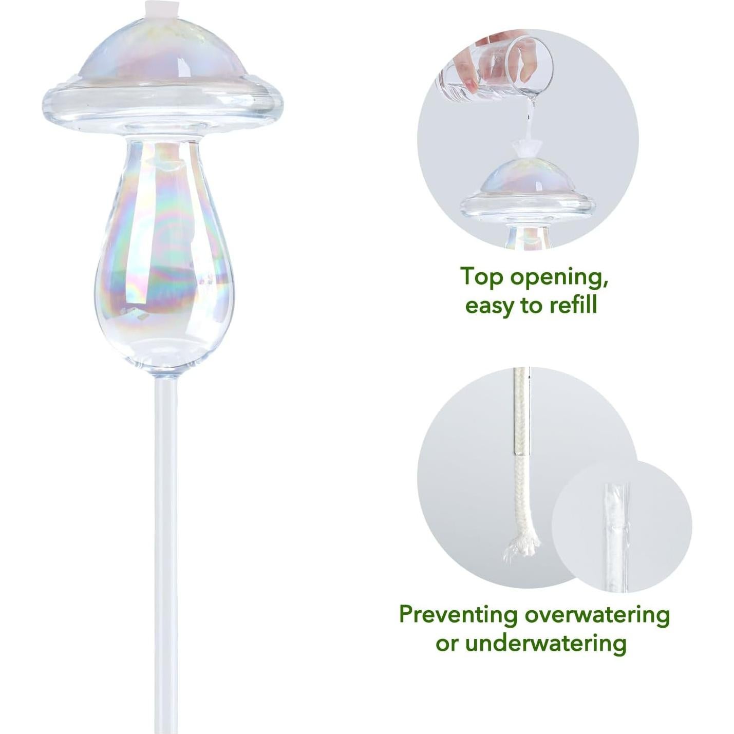 2 PCS Esferas de Riego Automáticas Histely 350ML Vidrio Iridiscente