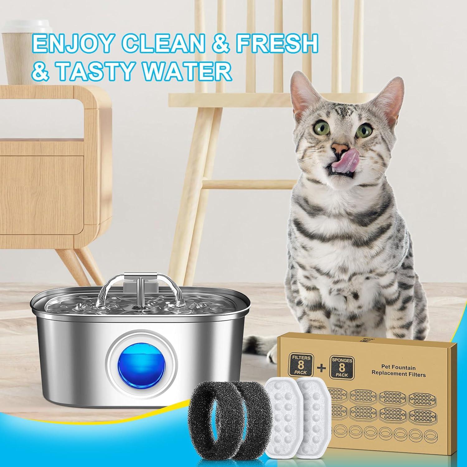 16 Filtros y Esponjas para Fuente de Agua Gatos WEIKEY 3.2L