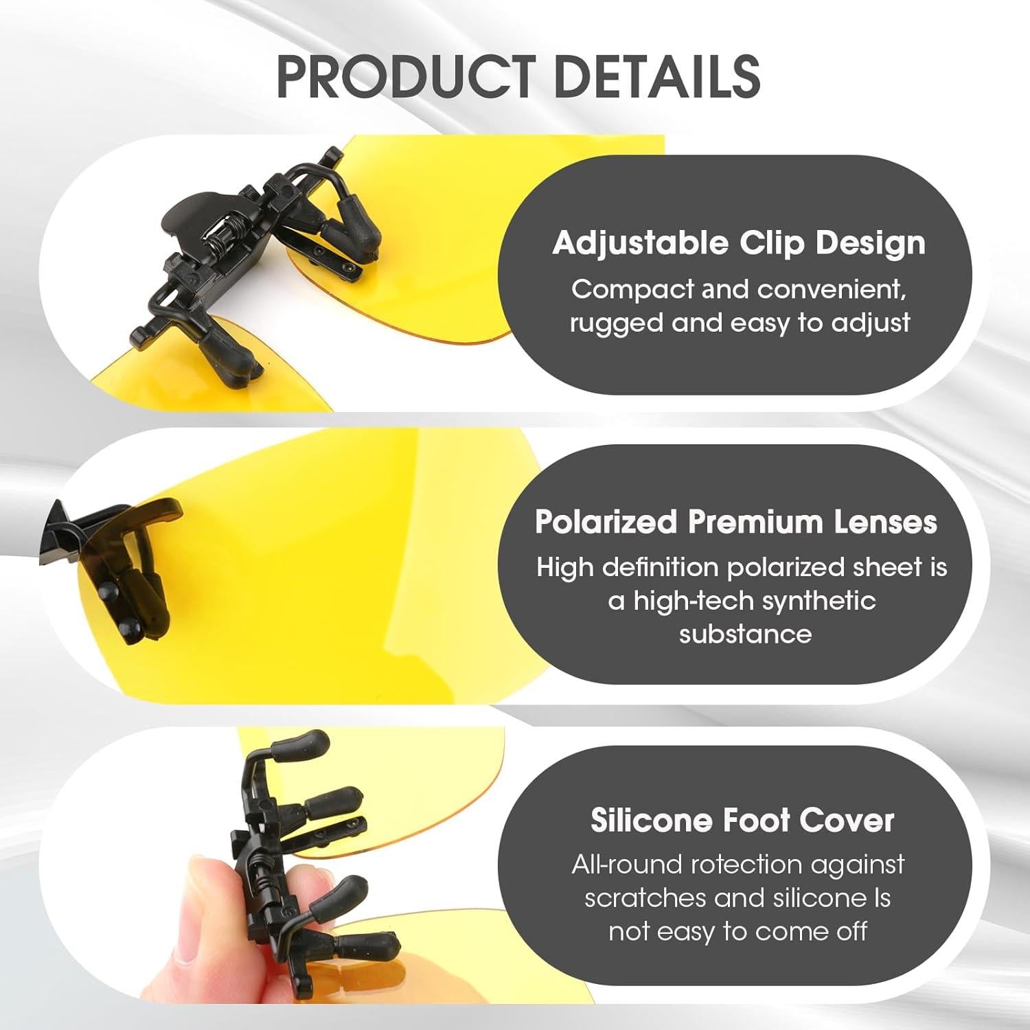 Gafas de Visión Nocturna Polarizadas UV400 Clip Amarillas