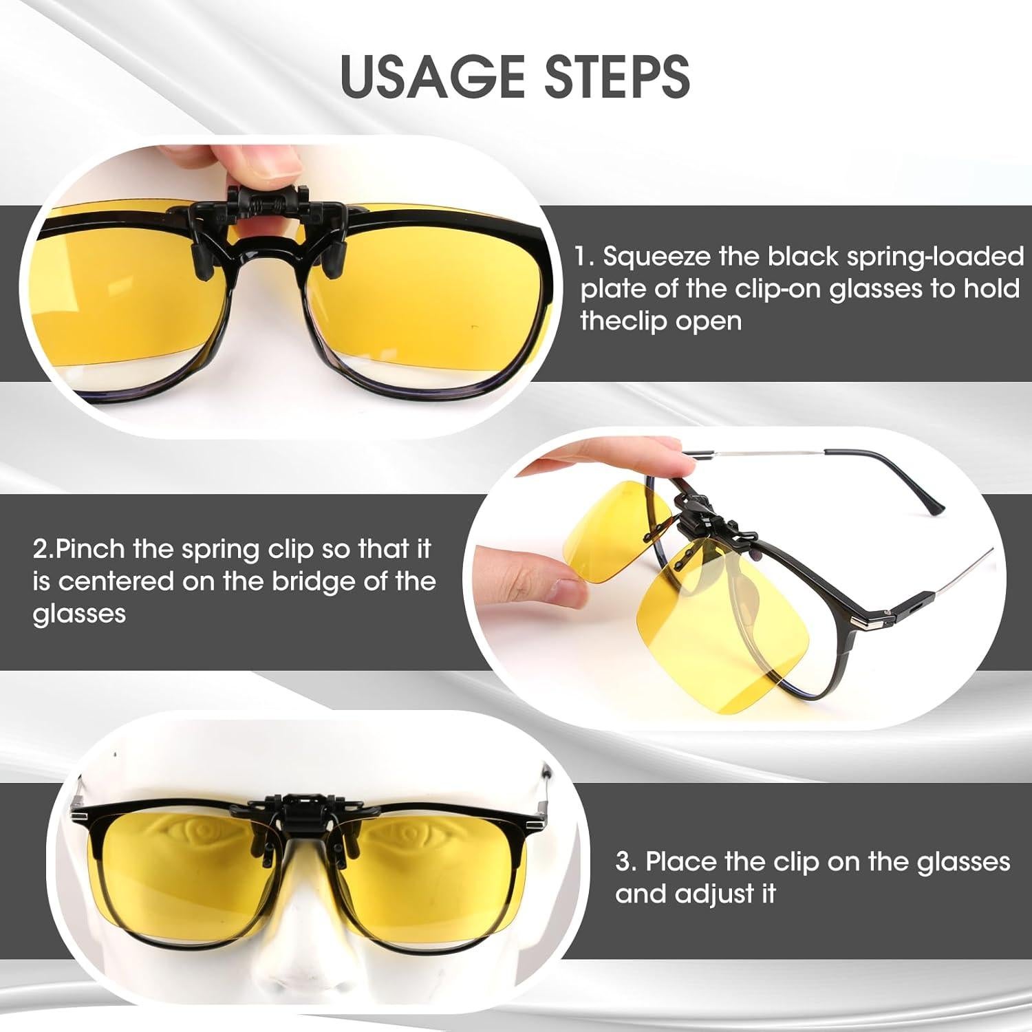 Gafas de Visión Nocturna Polarizadas UV400 Clip Amarillas