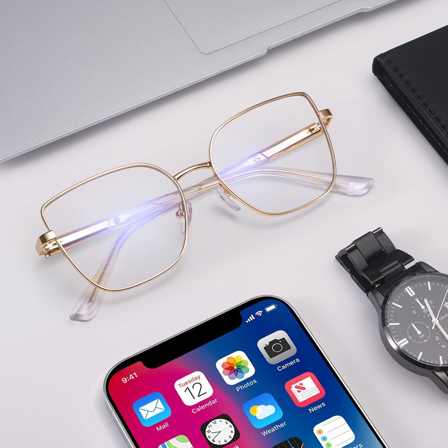 Gafas de luz azul Dollger para mujer, ojo de gato doradas