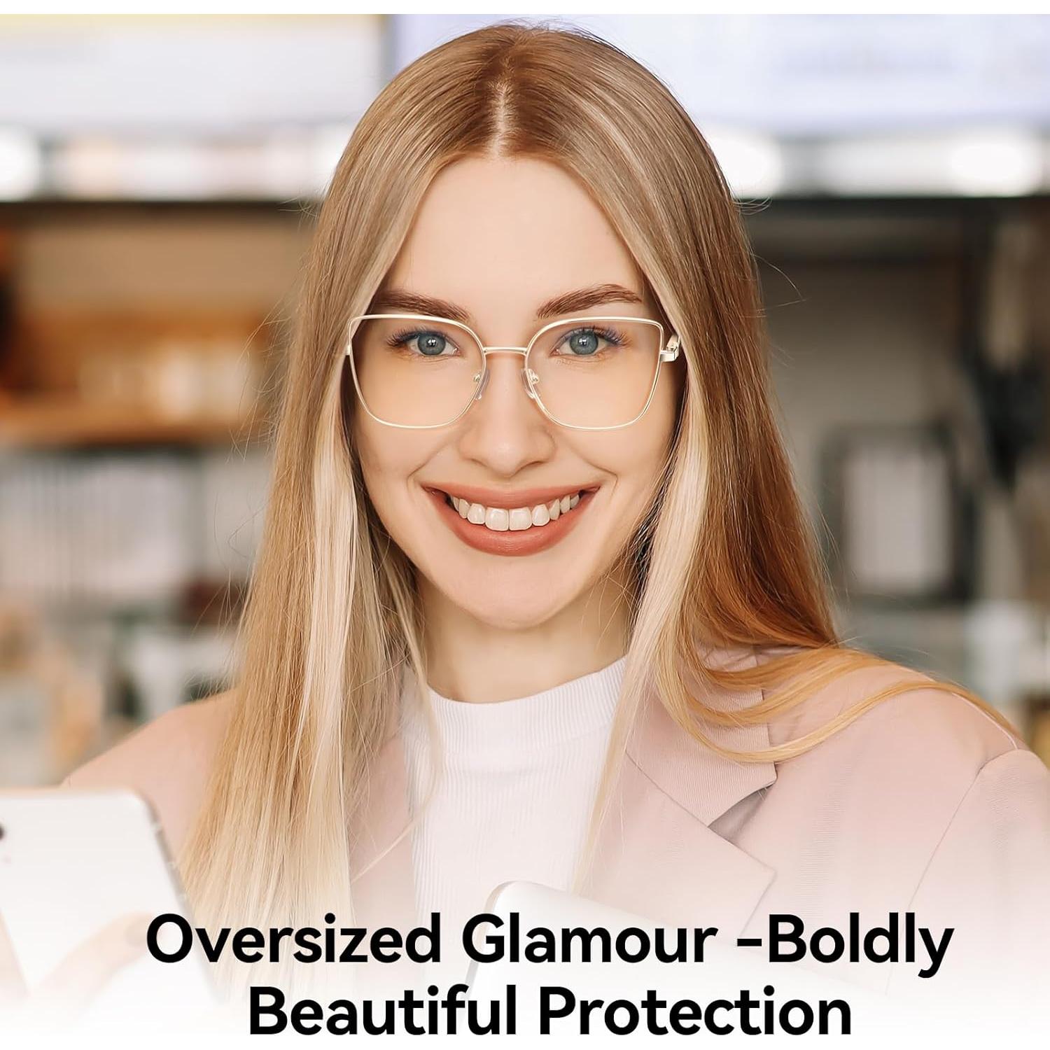 Gafas de luz azul Dollger para mujer, ojo de gato doradas