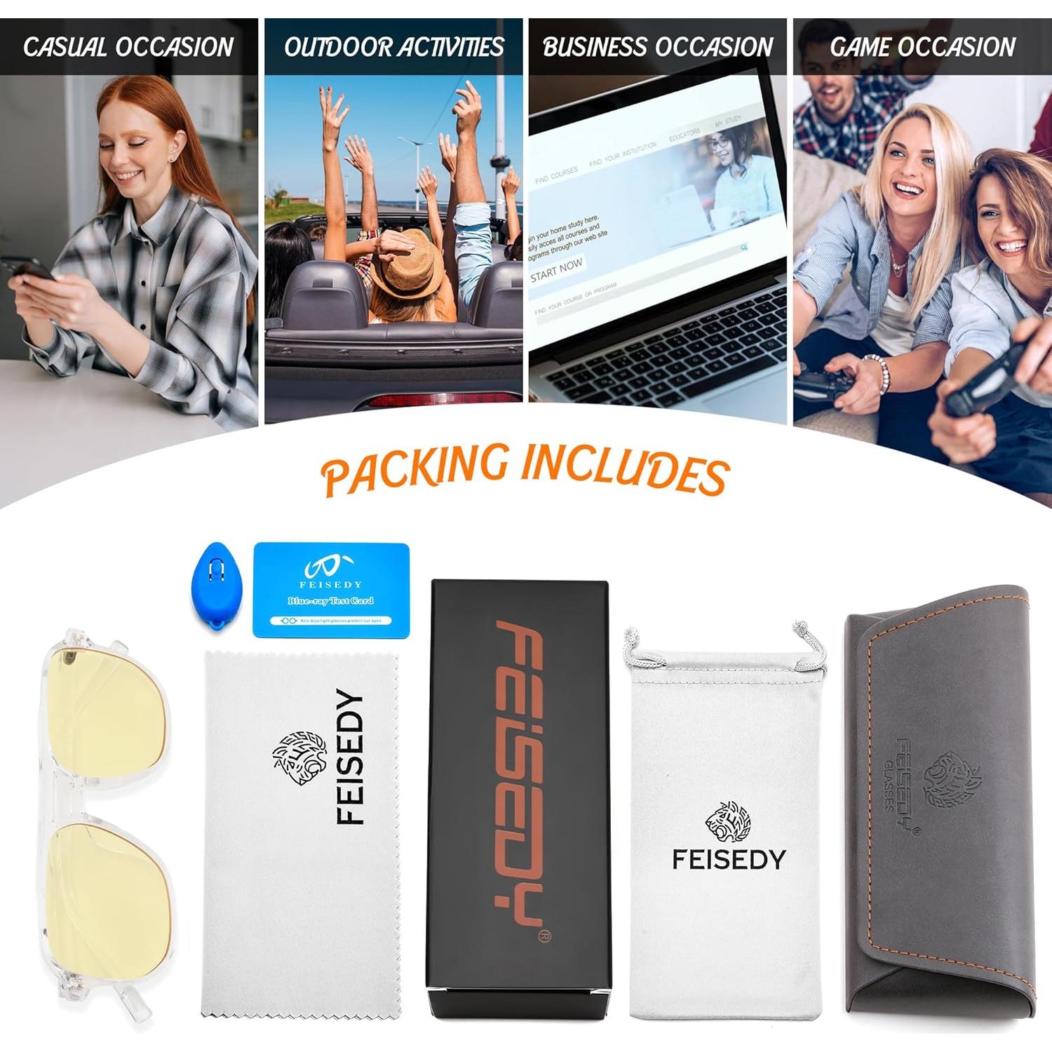 Gafas de Juego FEISEDY G2835 con Filtro de Luz Azul Unisex