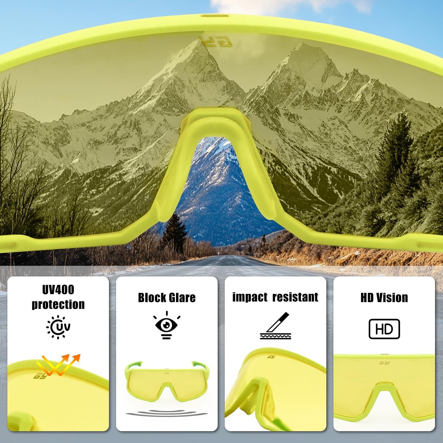 Gafas de Ciclismo Polarizadas GY UV400 Unisex Marco Amarillo