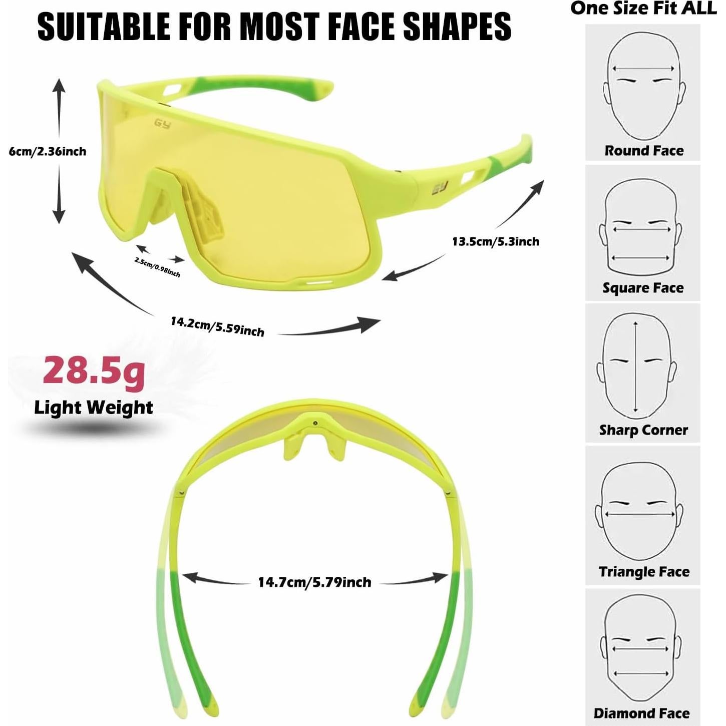 Gafas de Ciclismo Polarizadas GY UV400 Unisex Marco Amarillo