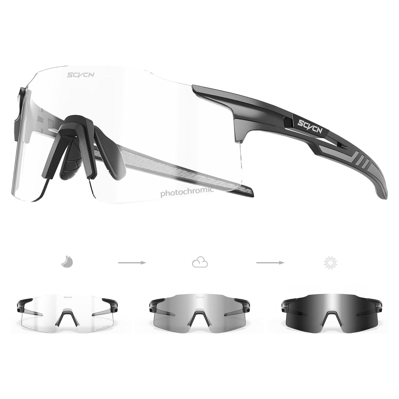 Gafas de Ciclismo Fotoquímicas SCVCN UV400 Marco Negro