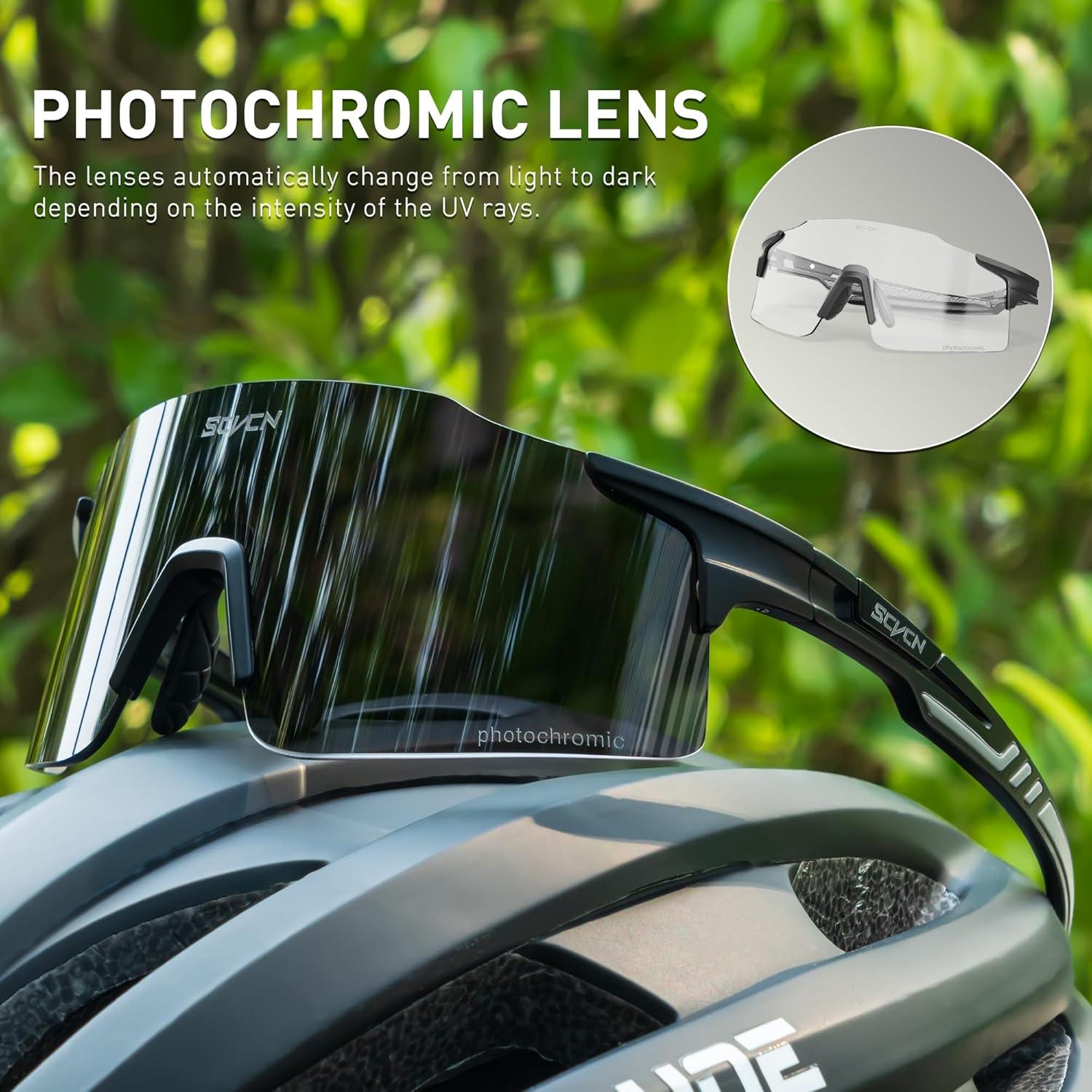 Gafas de Ciclismo Fotoquímicas SCVCN UV400 Marco Negro