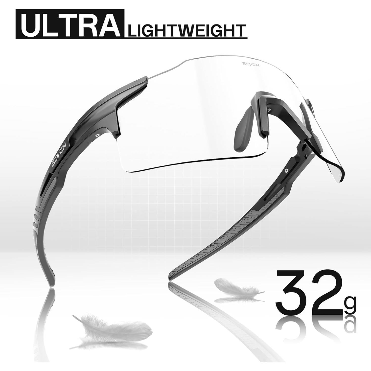 Gafas de Ciclismo Fotoquímicas SCVCN UV400 Marco Negro