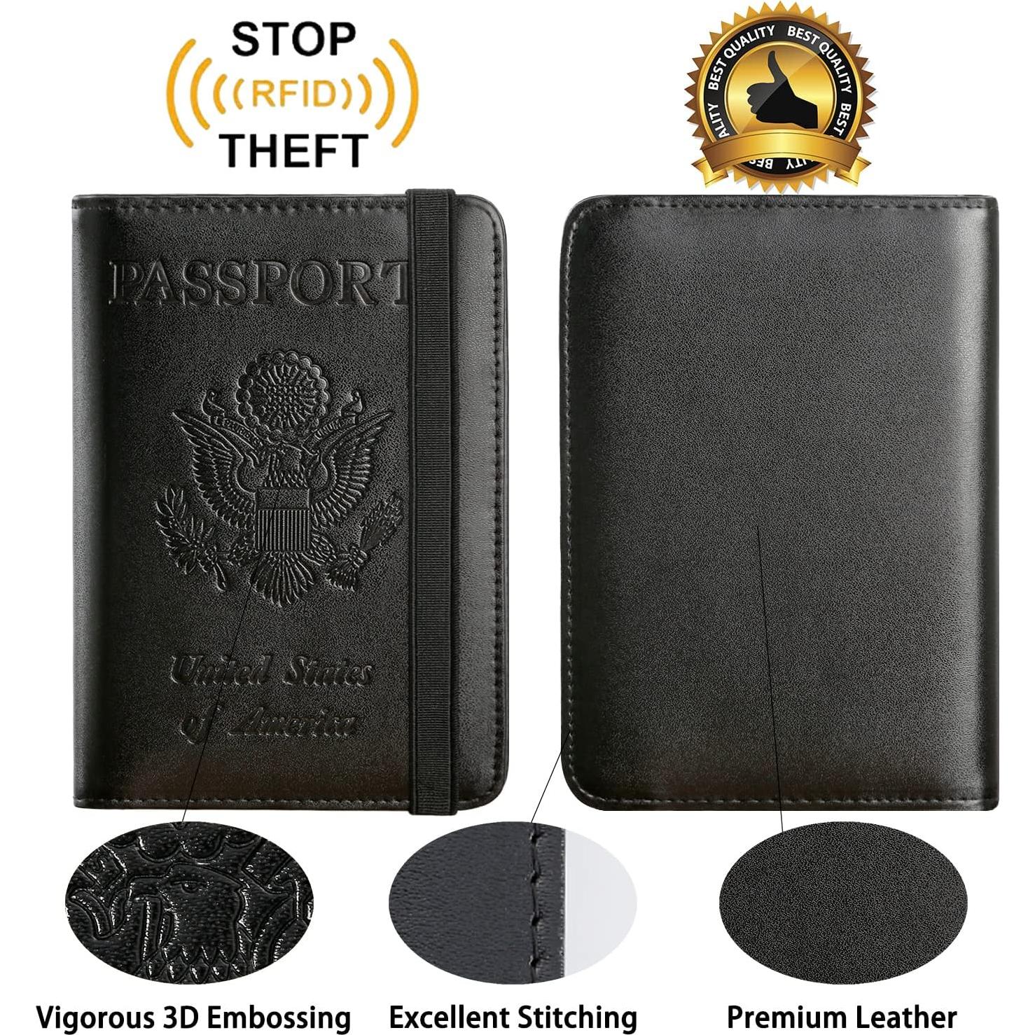 Funda de Pasaporte PASCACOO Mejorada con Bloqueo RFID Negro