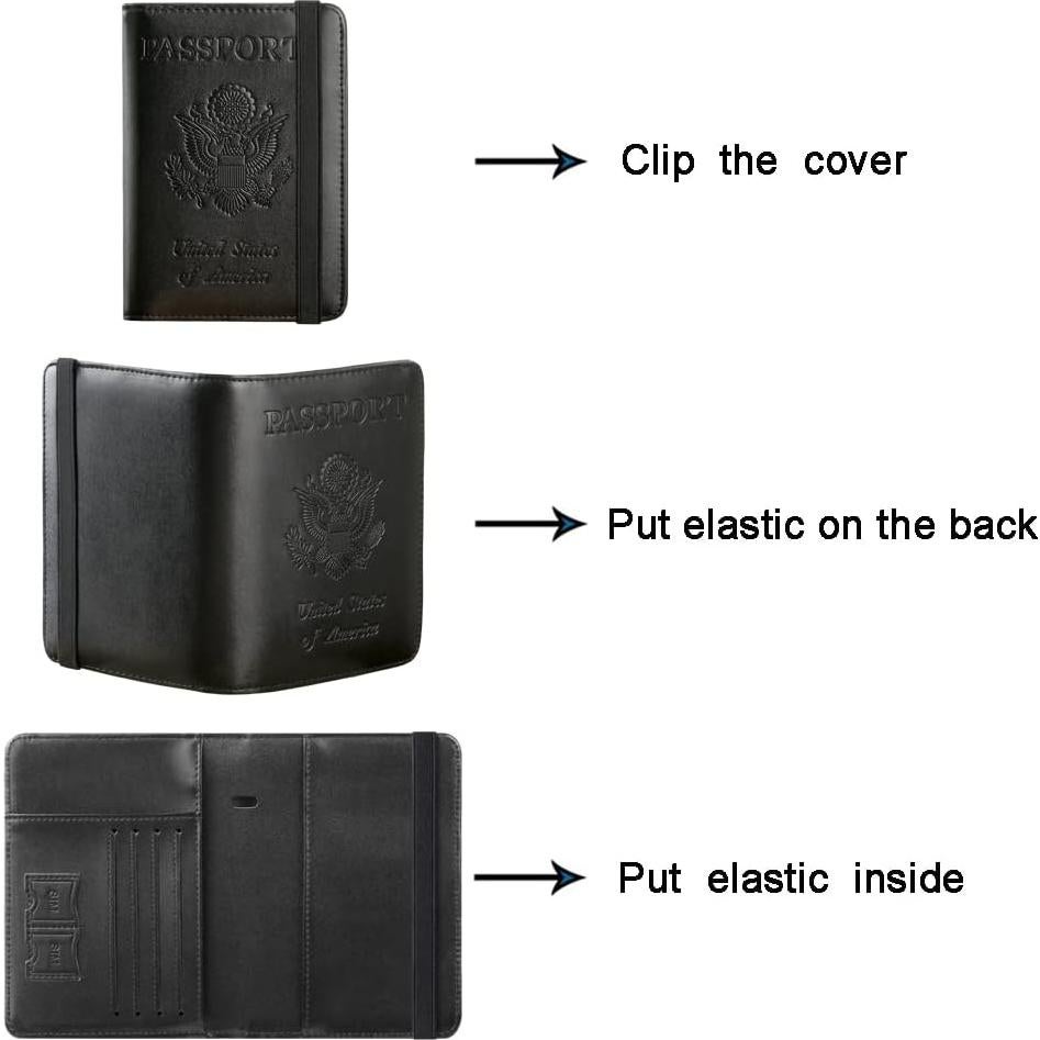 Funda de Pasaporte PASCACOO Mejorada con Bloqueo RFID Negro